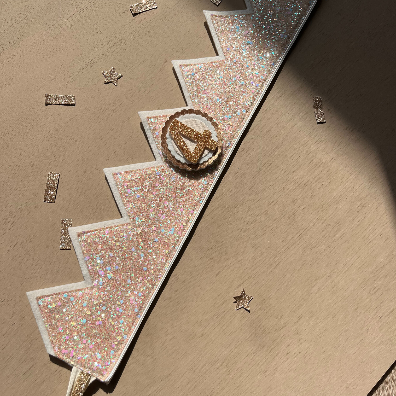 Verjaardagskroon Glitter Crème naturel