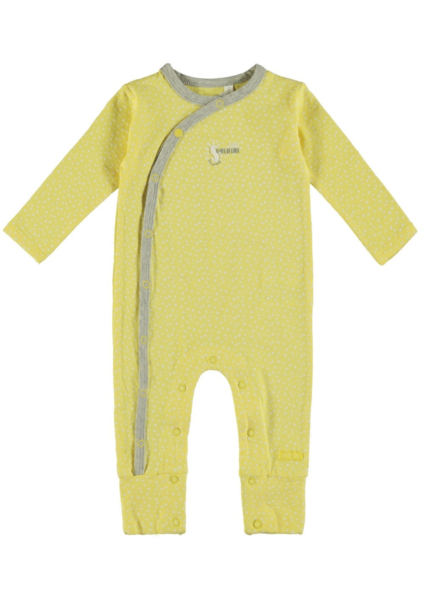 New Born overall allover print with envelope feet, yellow allover