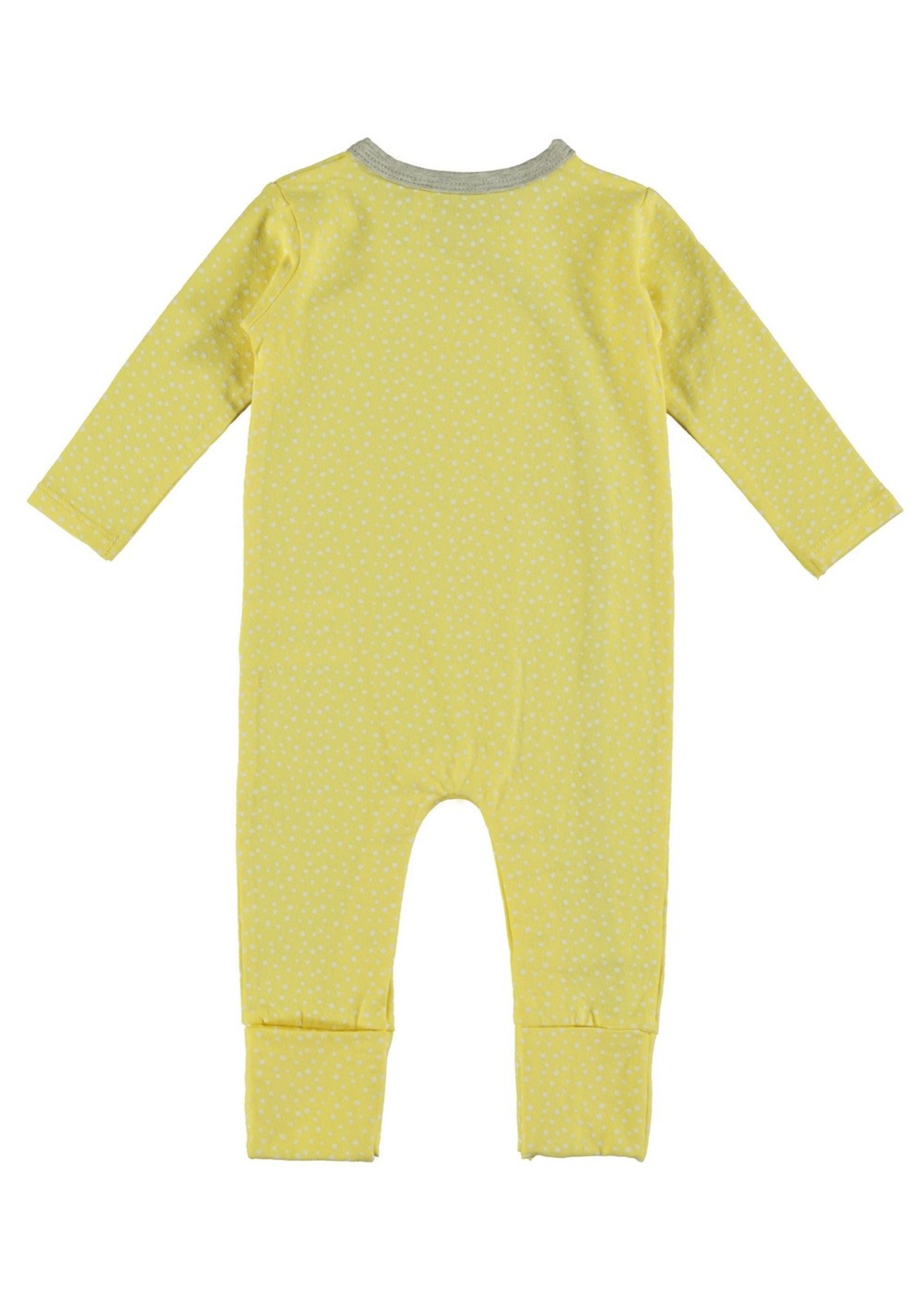 New Born overall allover print with envelope feet, yellow allover