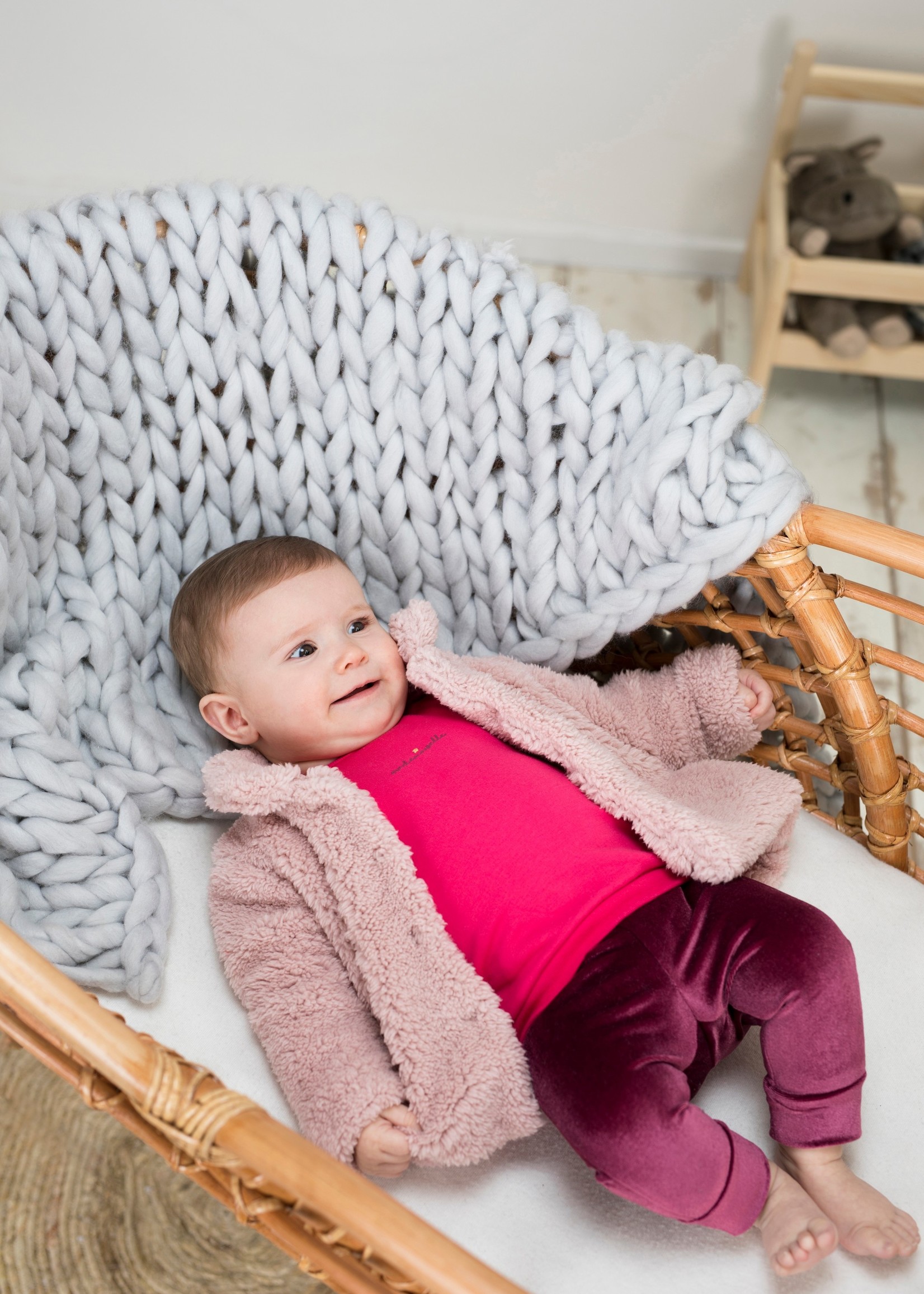 Little Bampidano Baby Girls teddy cardigan Britt SWEET, light pink