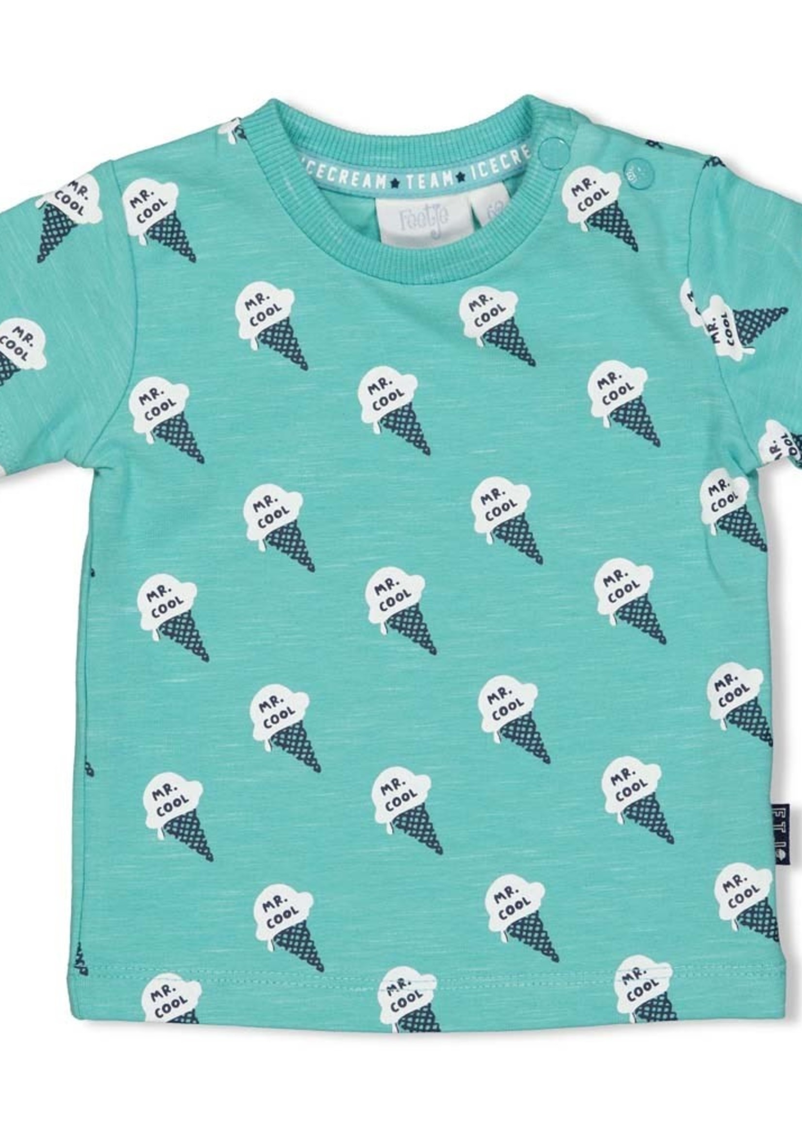 Feetje T-shirt AOP - Team Icecream. Mint melange