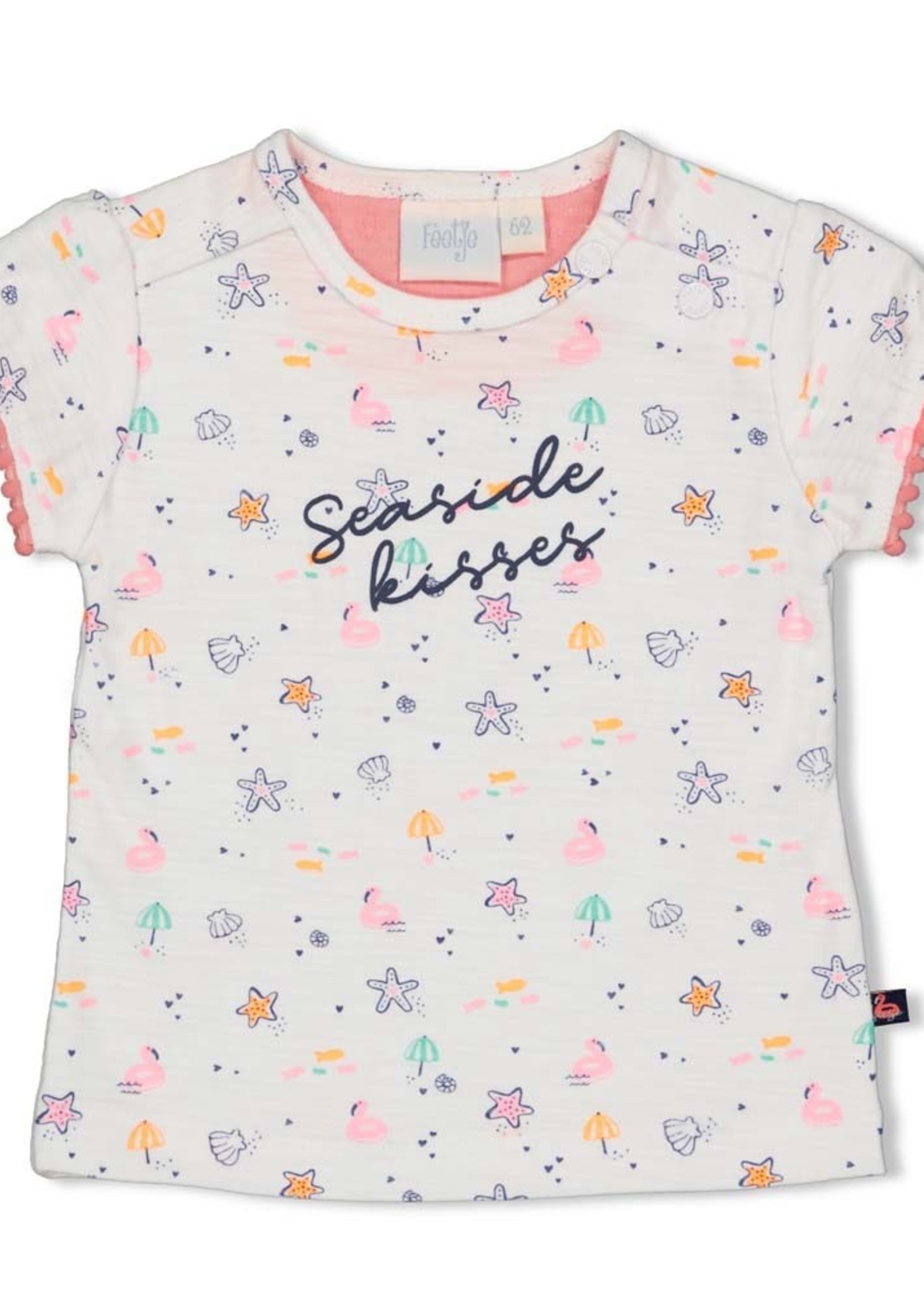 Feetje T-shirt AOP - Seaside Kisses. Wit