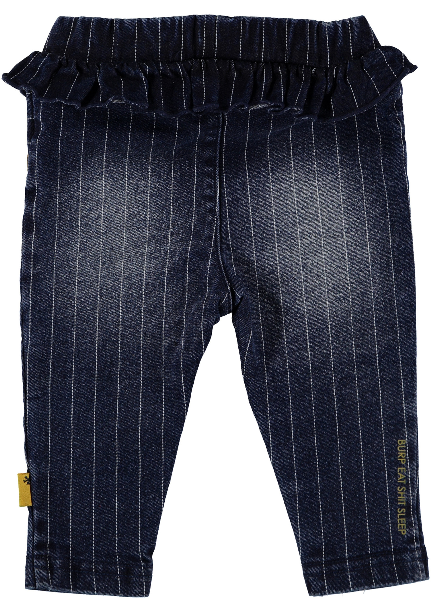 B.E.S.S. Pants Denim Striped Ruffle, Stone Wash