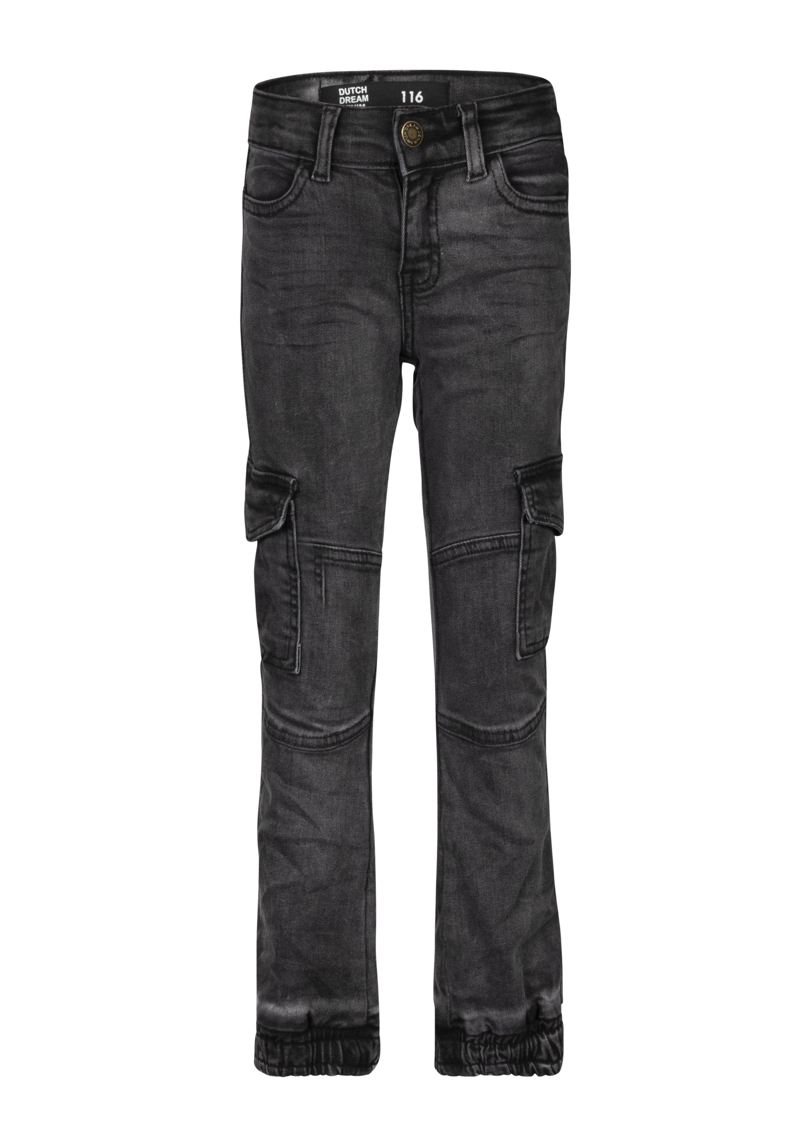 Dutch dream denim FIKIRI, SLIM FIT power stretch cargo jeans met dubbele laag stof op de knieën