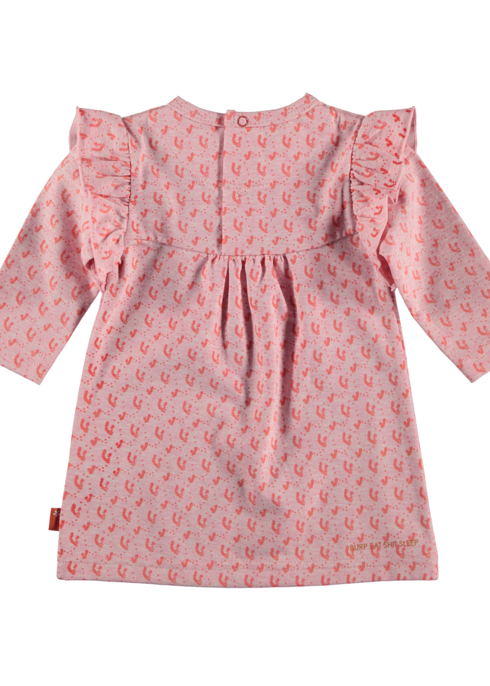 B.E.S.S. Dress l. sl. AOP Flower Ruffles, Pink