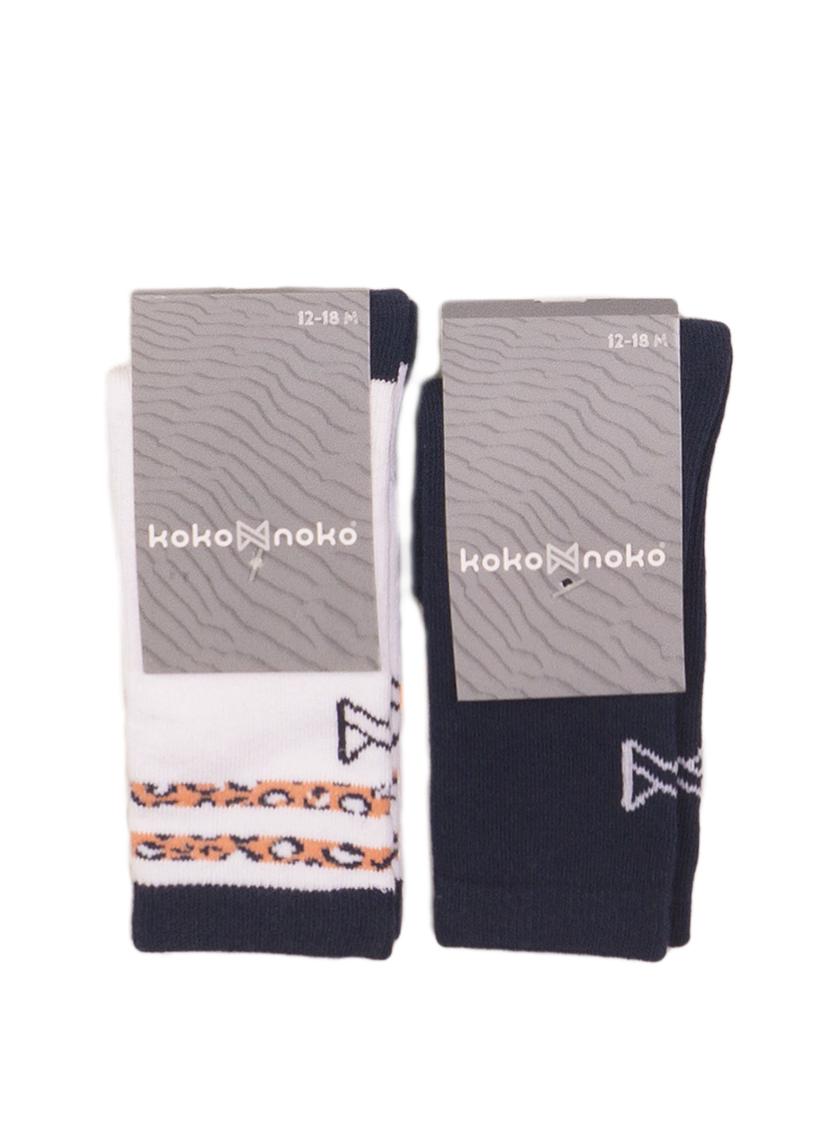 Koko Noko Knee socks 2-pack, Navy + white, SS21