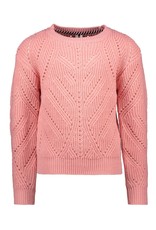 B-Nosy Girls heavy knitted cardigan, punch pink