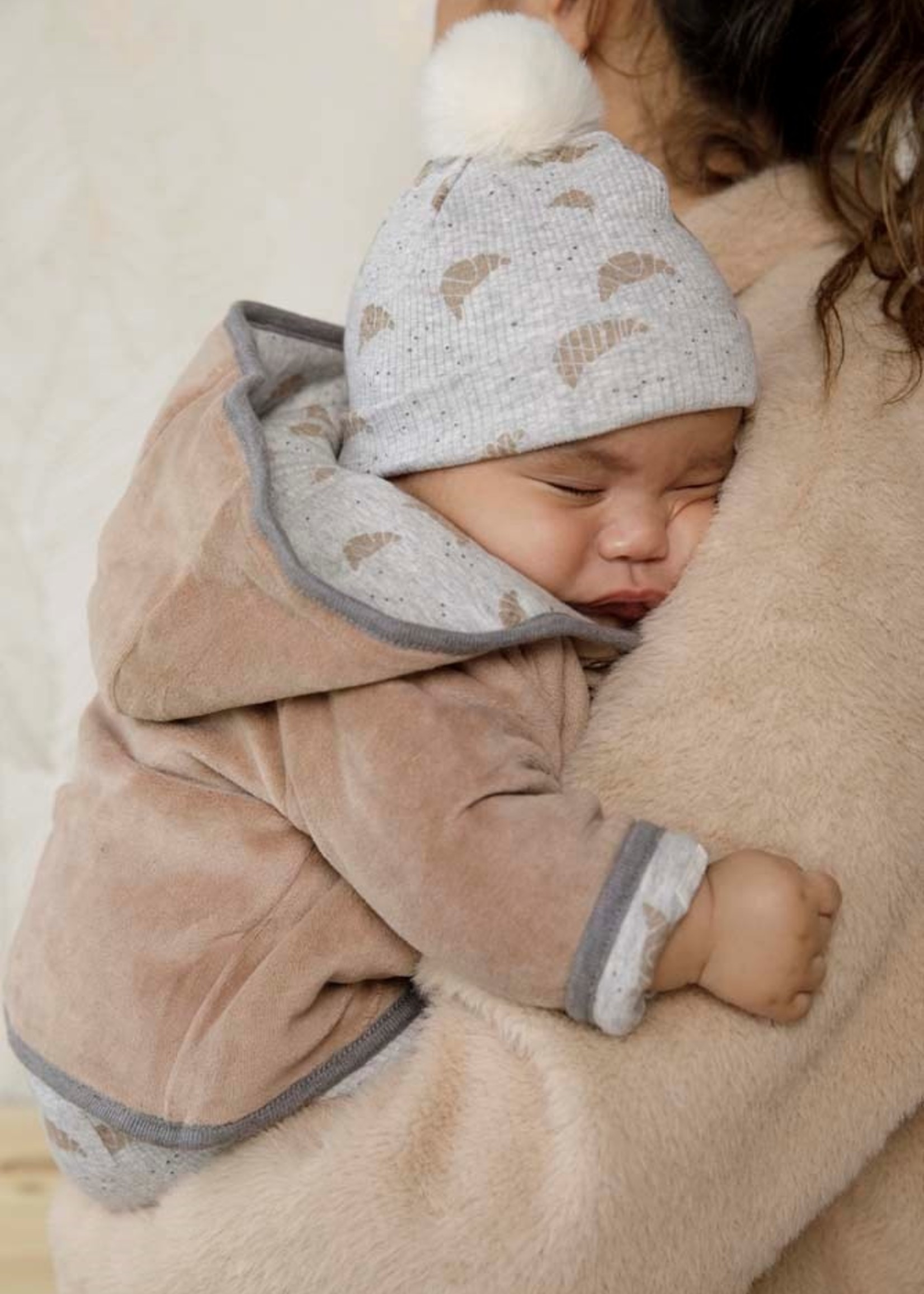 Feetje Broek AOP - Little Croissant, Grijs melange