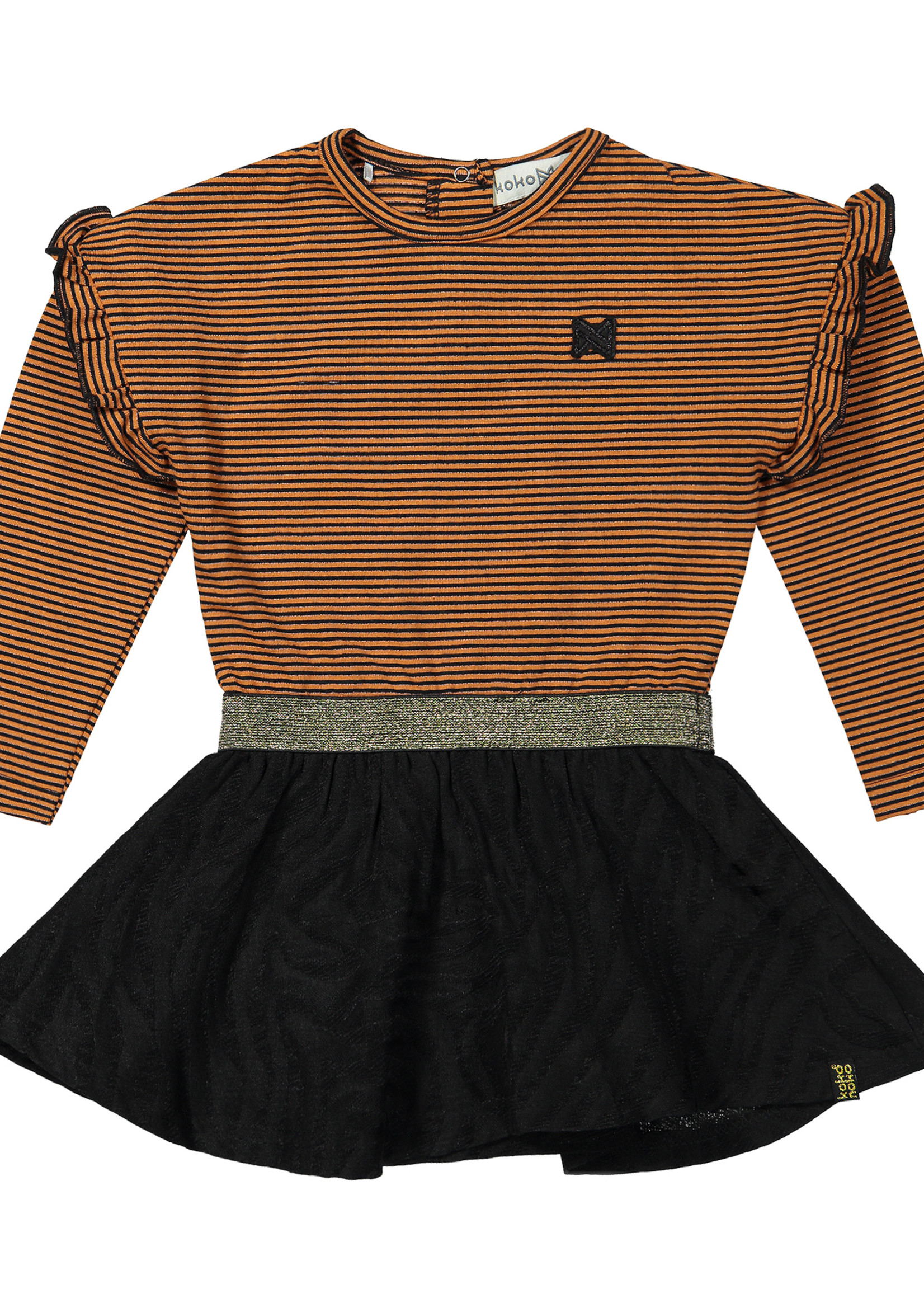 Koko Noko Girls Dress ls, Rusty brown + black, F40985-37