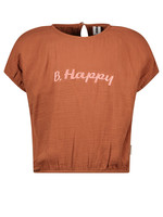 B-Nosy Girls mousseline top wtih  embroidery on chest, caramel