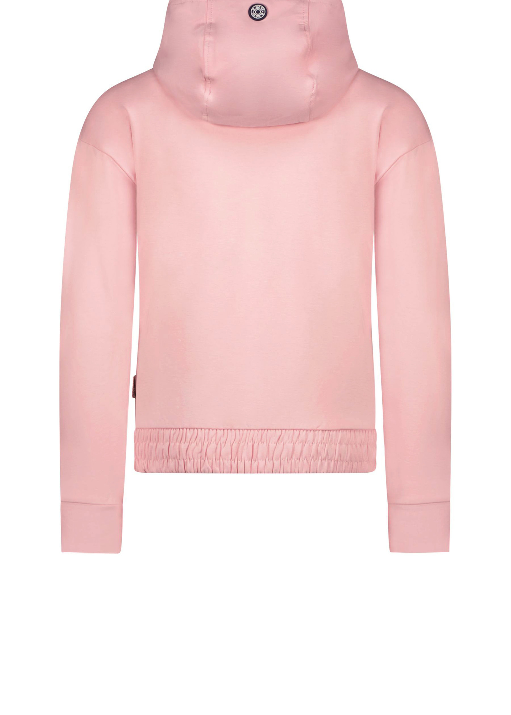 B-Nosy Girls hooded sweater with embroidery on front and sleeve, Coral blush