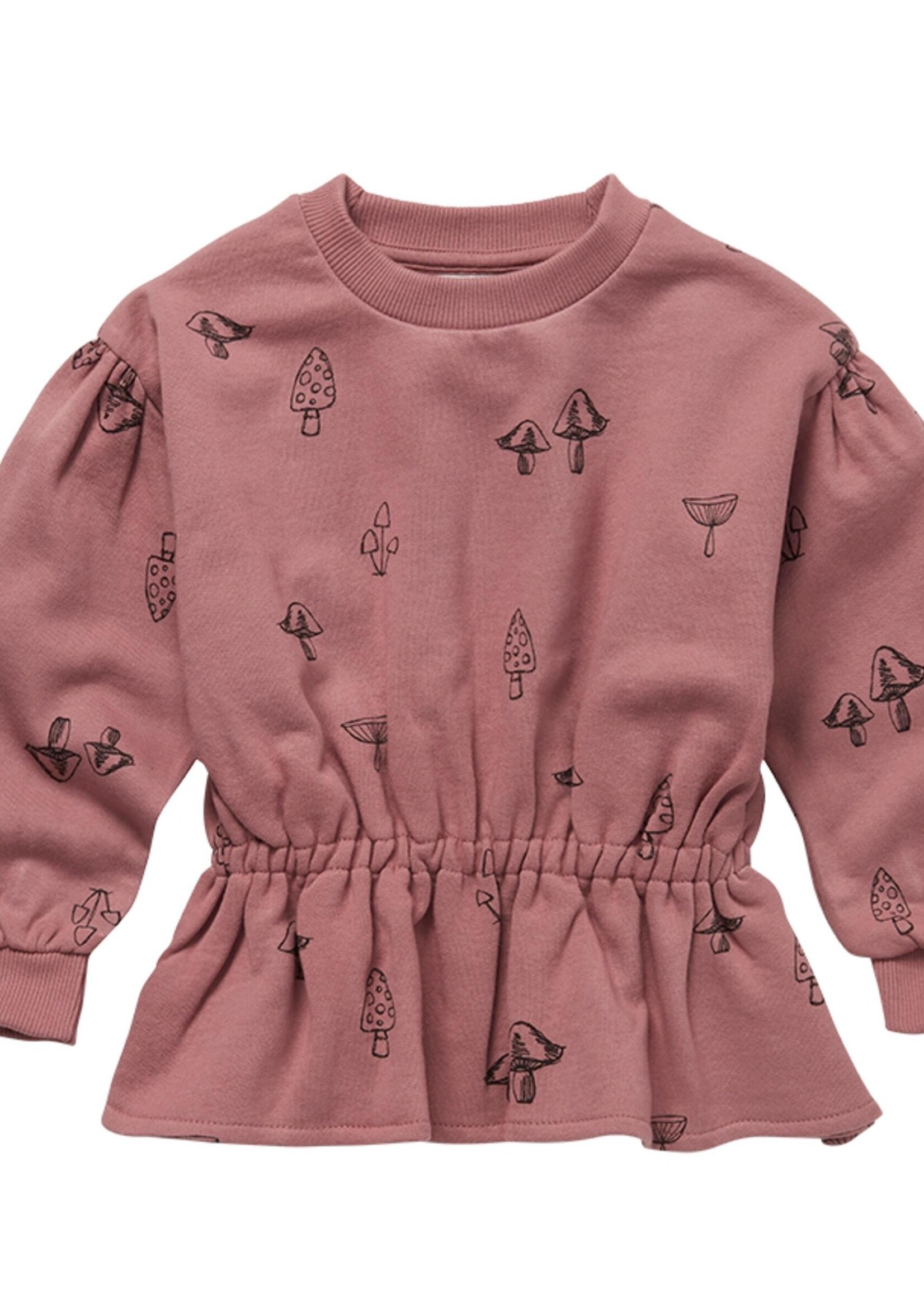 Sproet & Sprout Sweatshirt peplum Mushrooms print, Misty rose