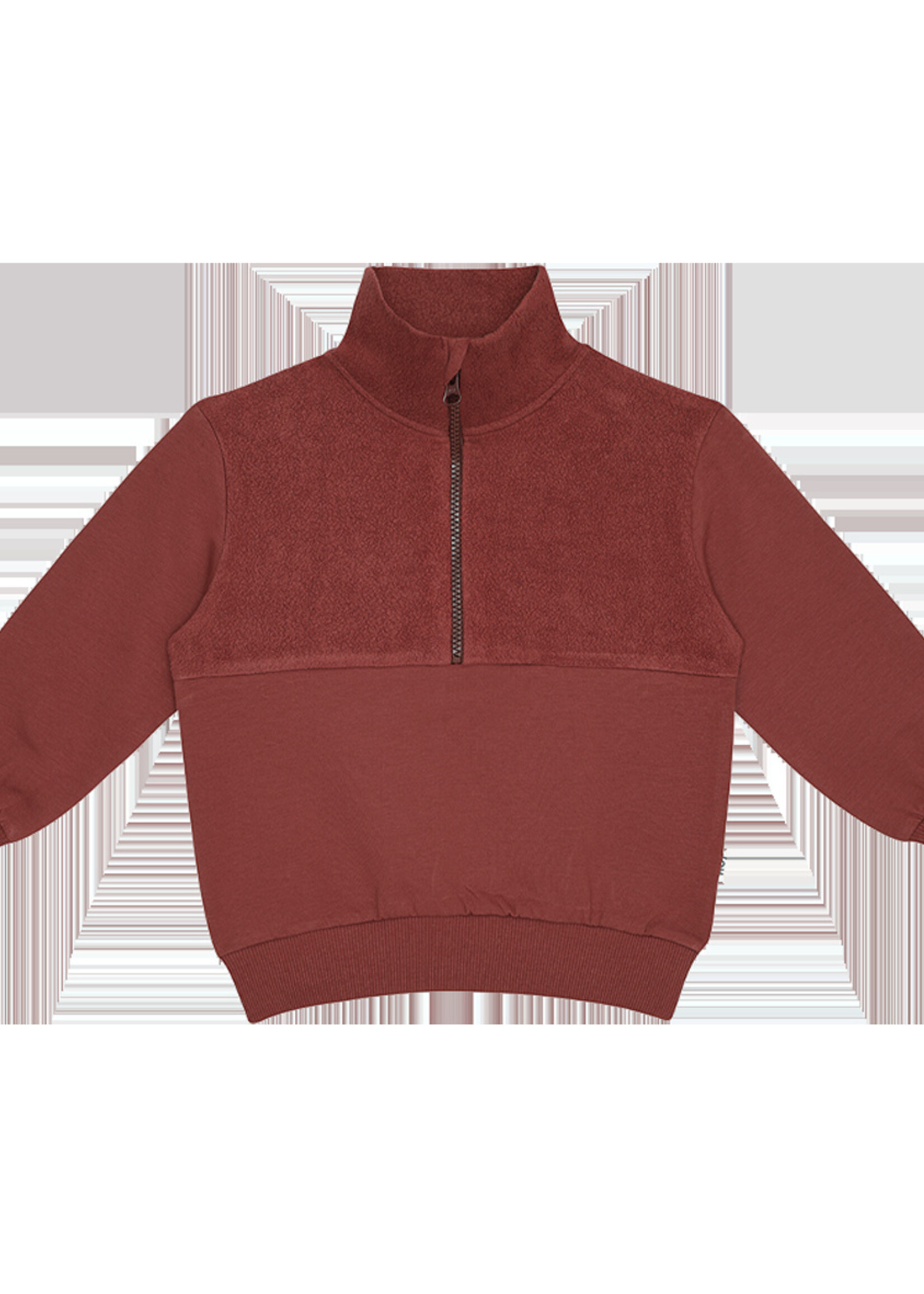 House of Jamie Zip Sweater. Rustic Red