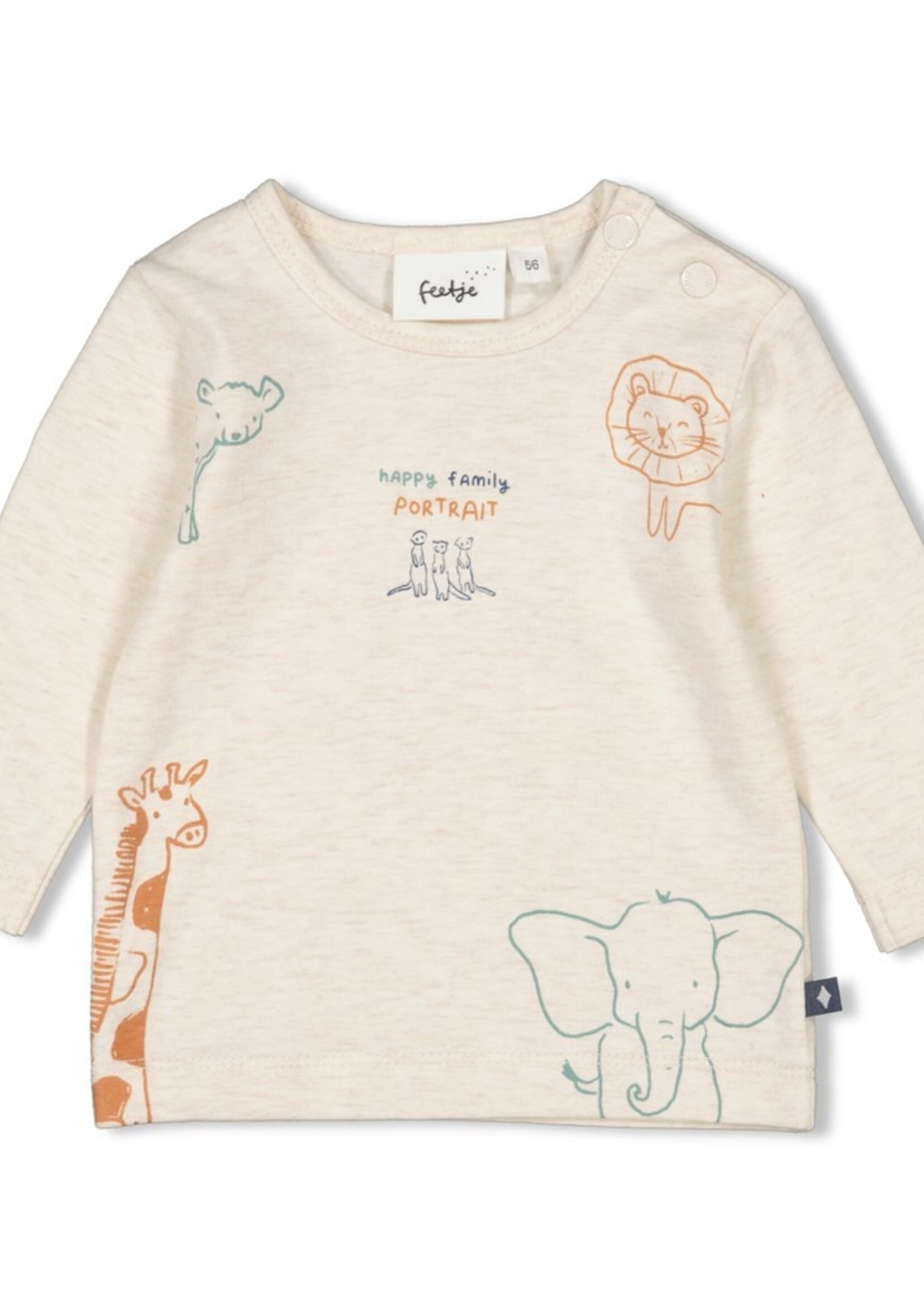 Feetje Longsleeve - Animals, Offwhite melange