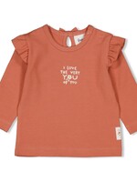 Feetje Longsleeve ruches - Sending Love, Brique