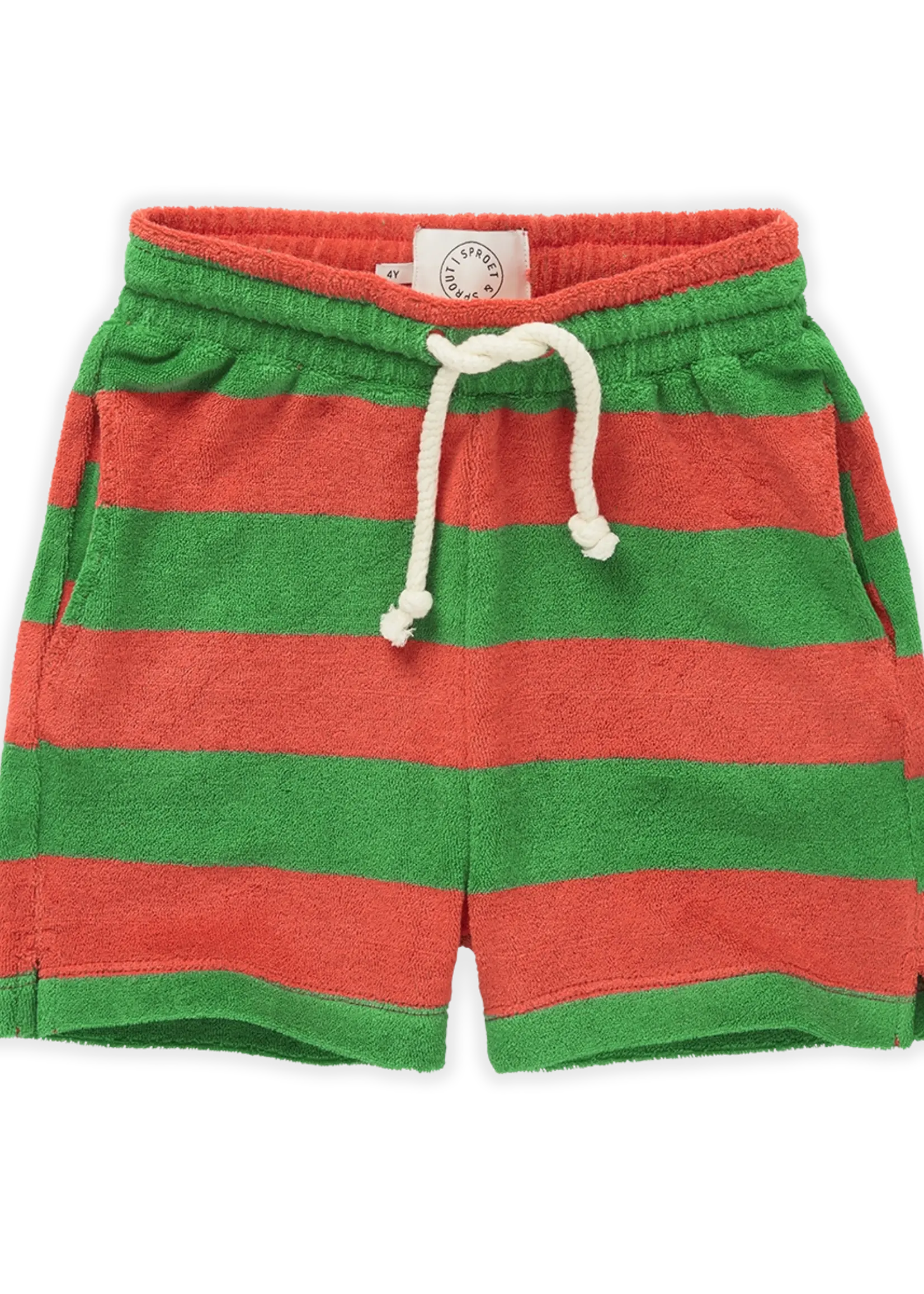 Sproet & Sprout Terry short boys stripe. Coral
