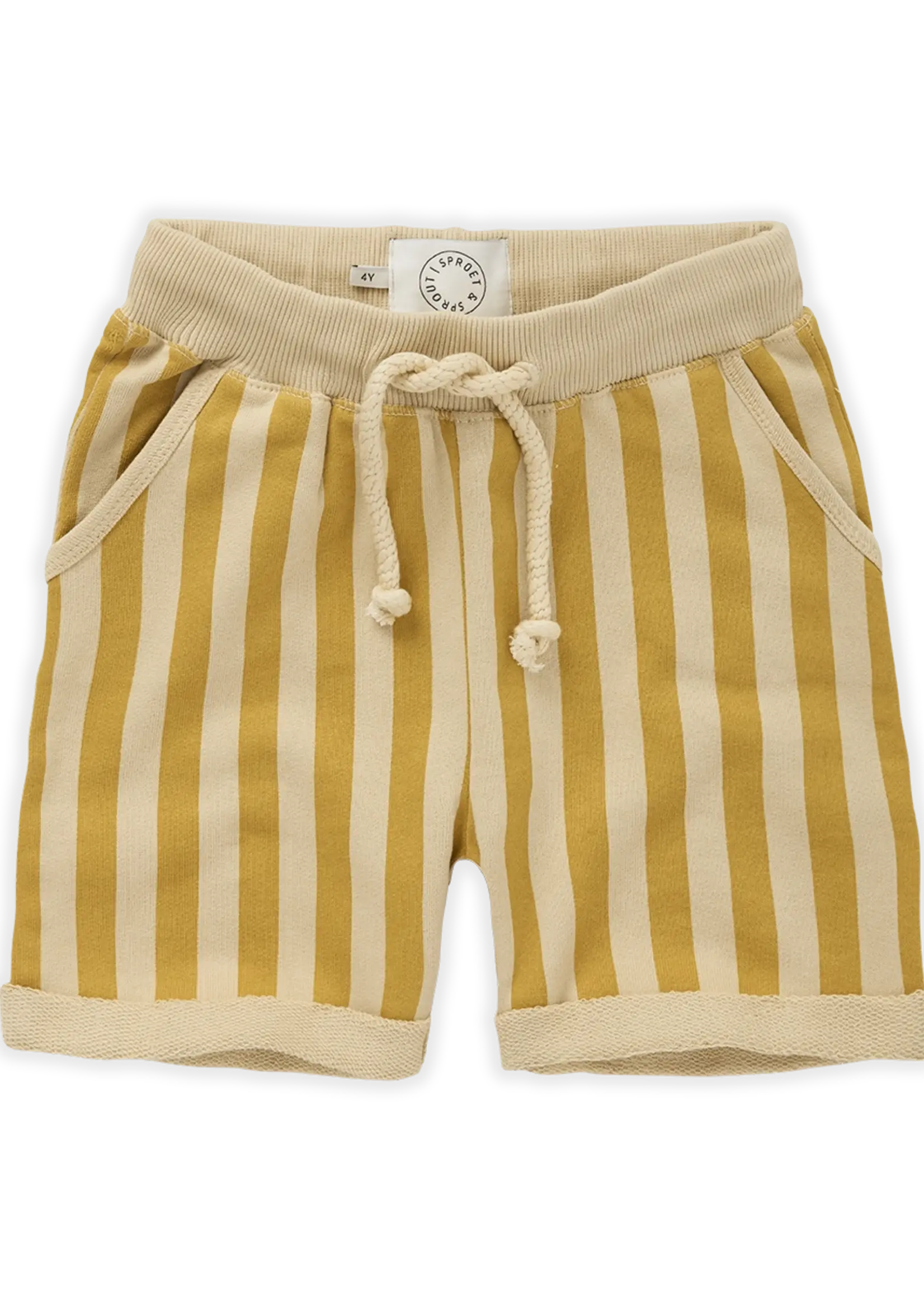 Sproet & Sprout Sweat short Stripe print. Honey