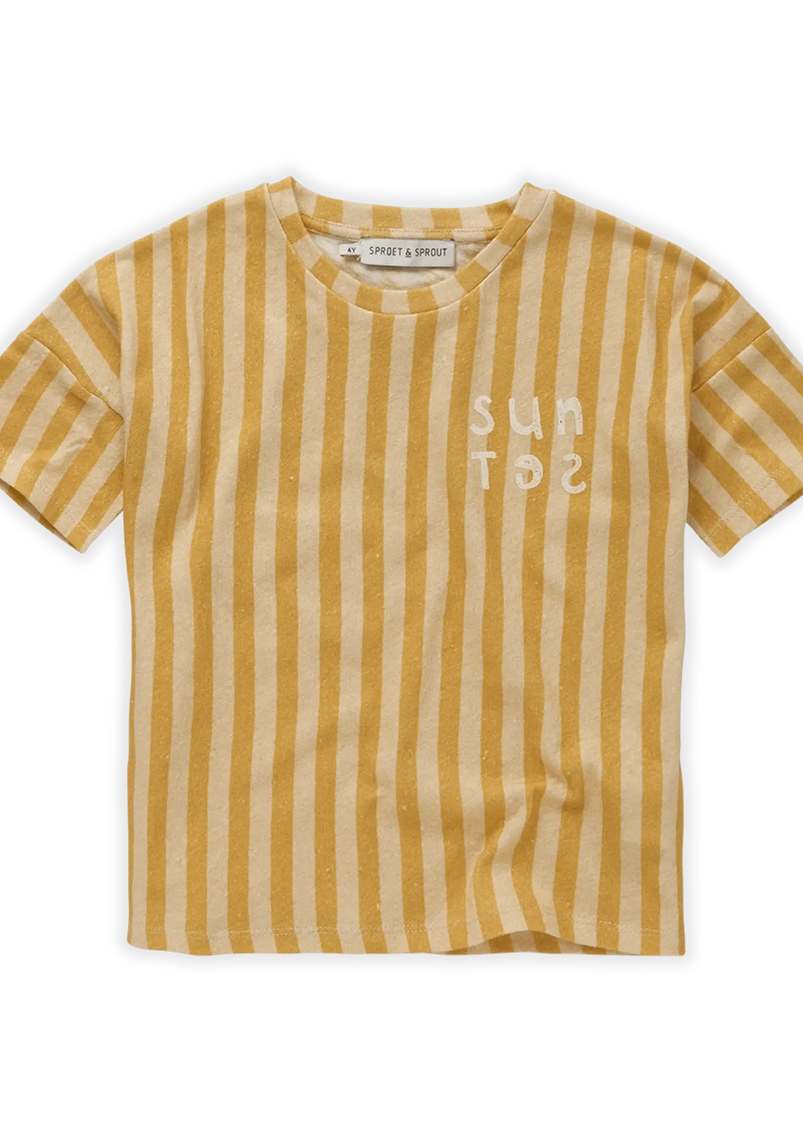 Sproet & Sprout T-shirt linen stripe Sunset. Biscotti