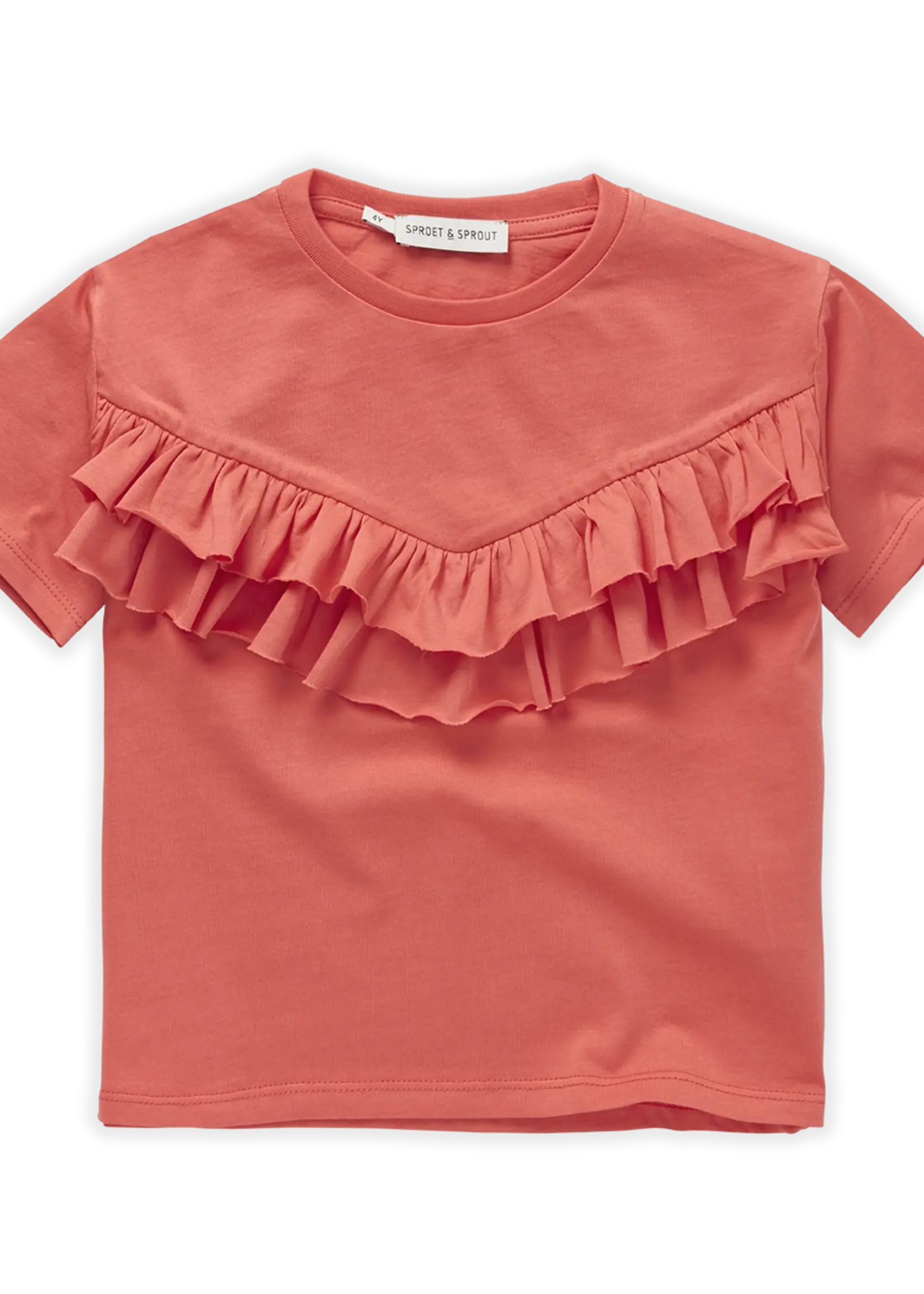 Sproet & Sprout T-shirt ruffle coral. Coral