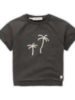 Sproet & Sprout Sweatshirt loose raglan Palmtrees. Asphalt