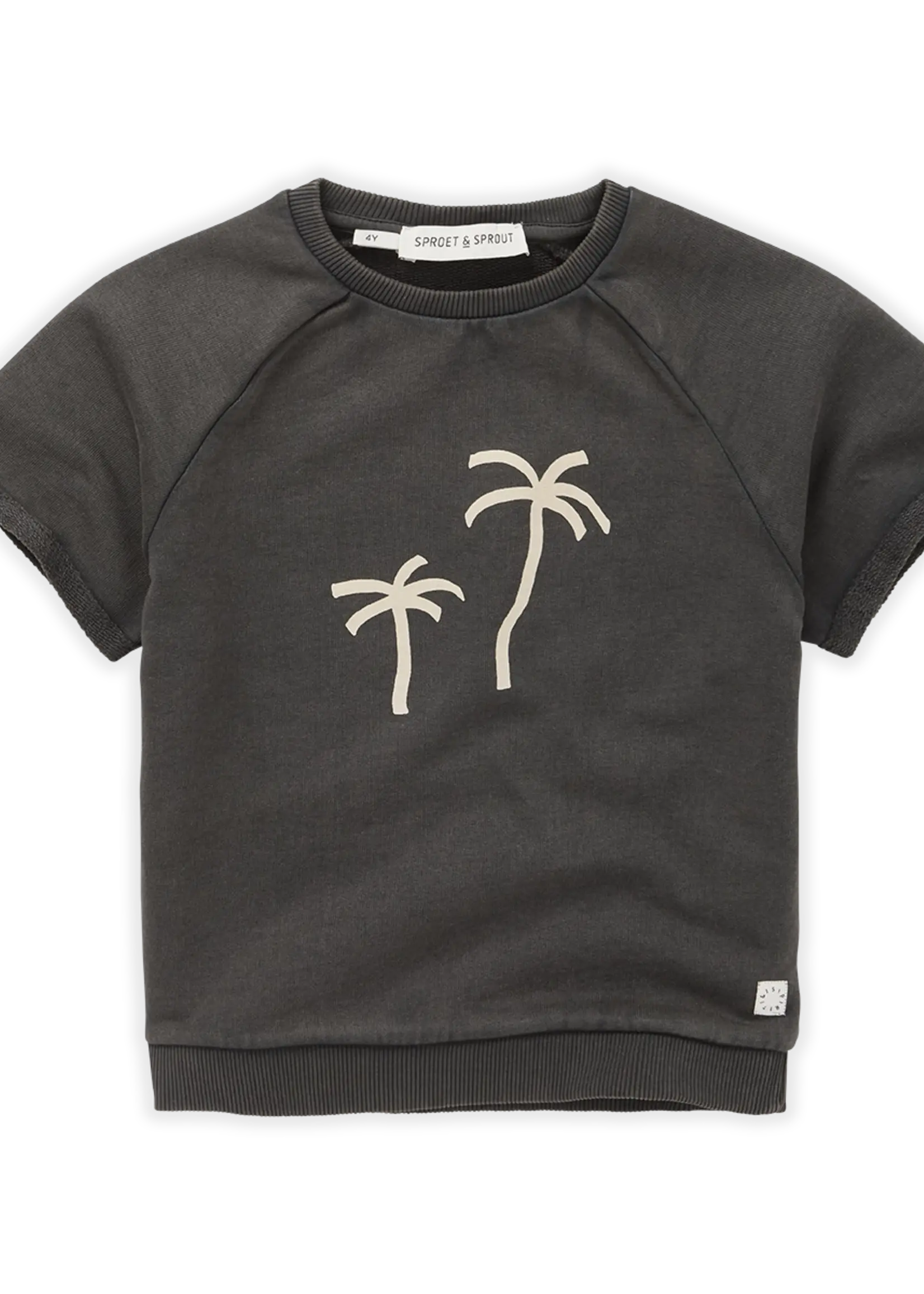 Sproet & Sprout Sweatshirt loose raglan Palmtrees. Asphalt