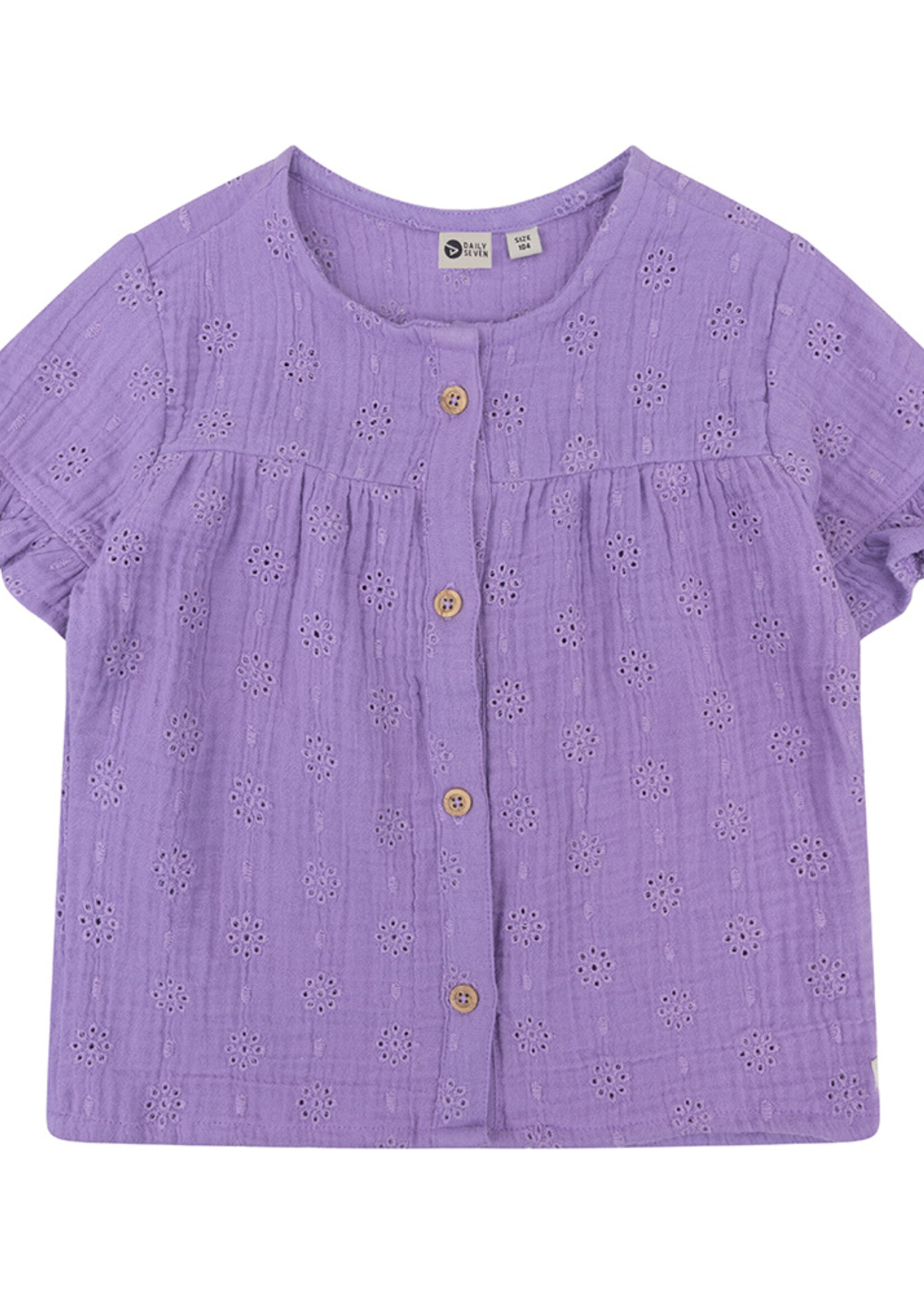 Daily7 Shirt Shortsleeve Muslin Broderie, Dahlia Purple