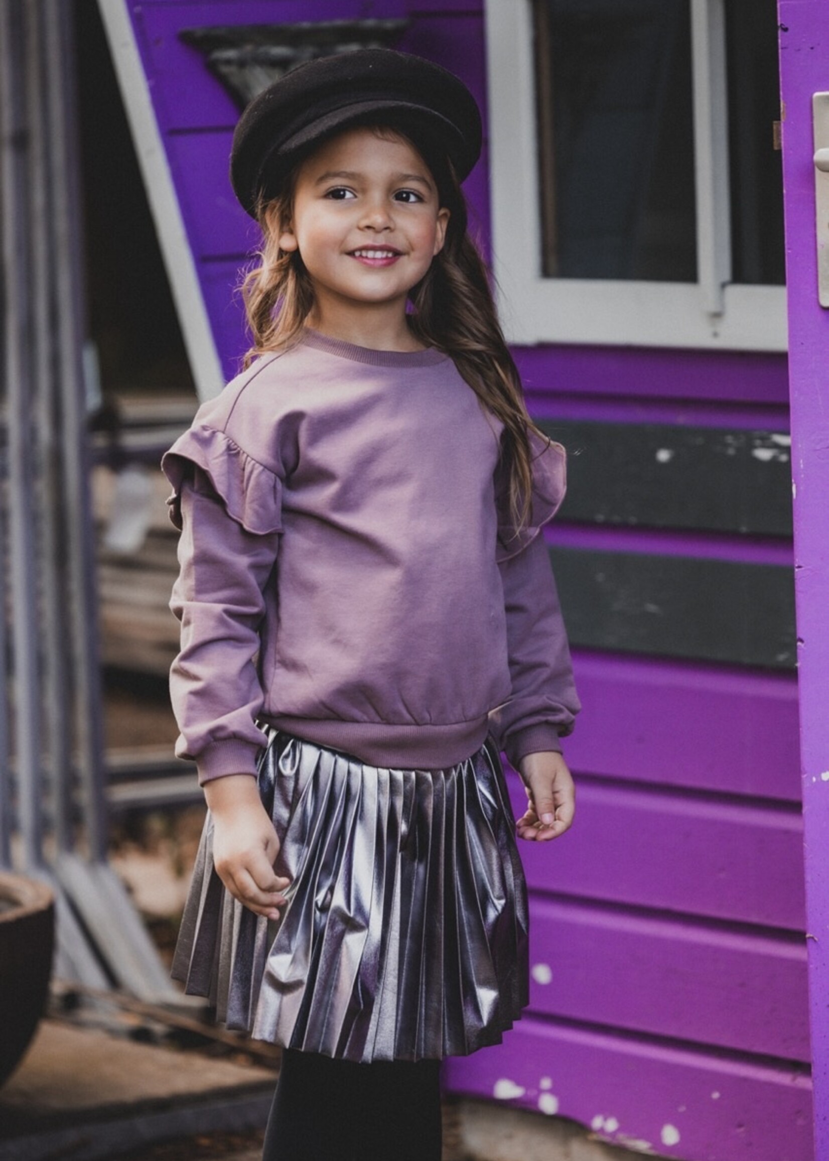LOOXS Little Little metallic pleated skirt, Mink Brown
