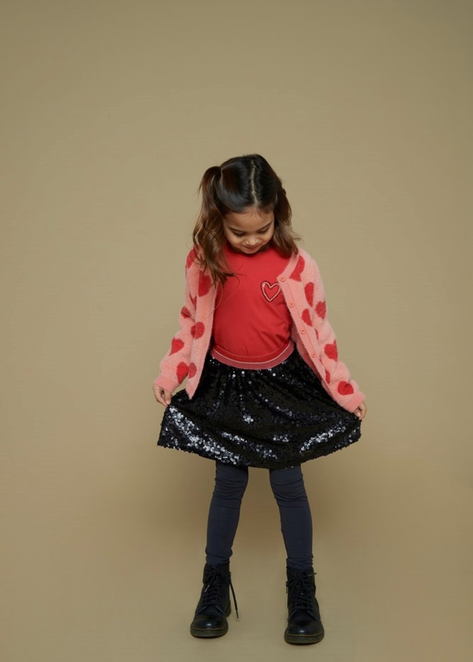 Jubel Vest gebreid AOP - Queen Of Hearts, l.Roze