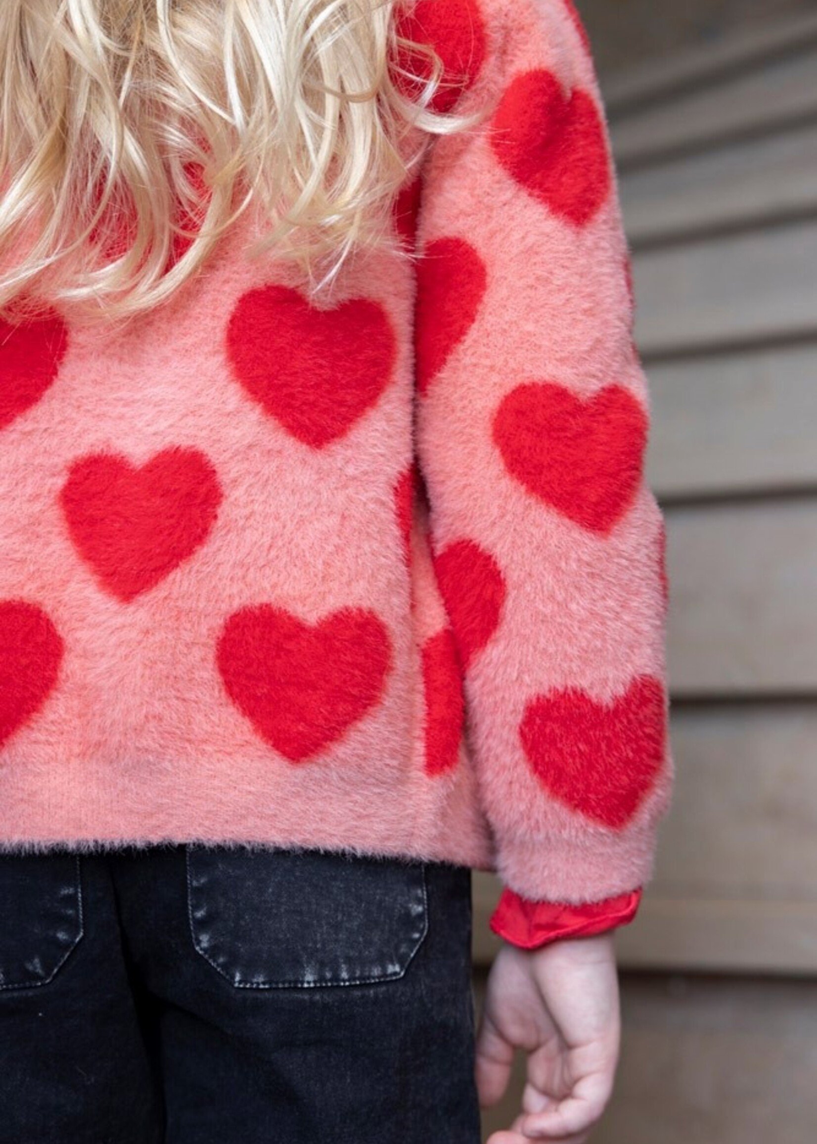 Jubel Vest gebreid AOP - Queen Of Hearts, l.Roze