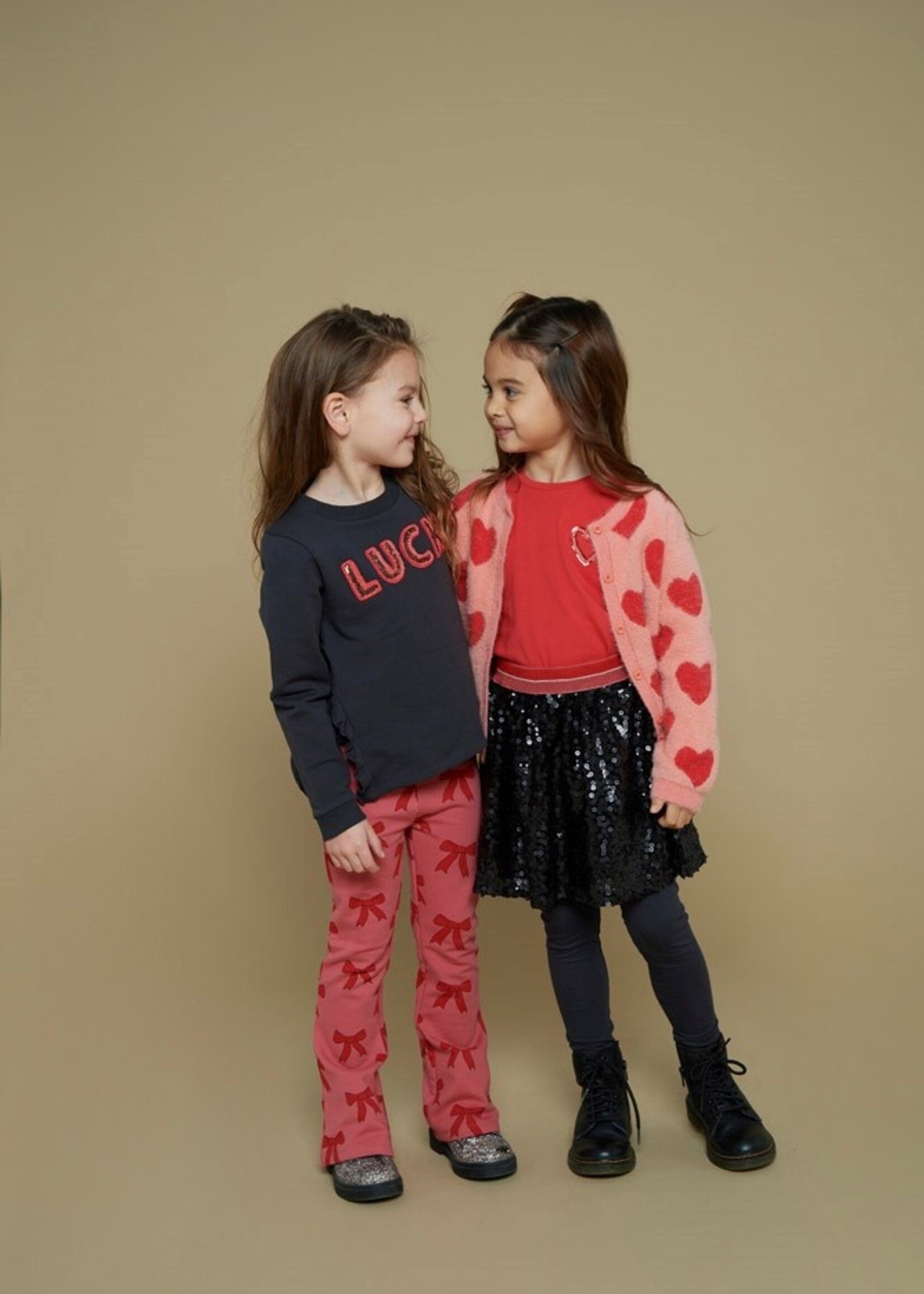 Jubel Vest gebreid AOP - Queen Of Hearts, l.Roze