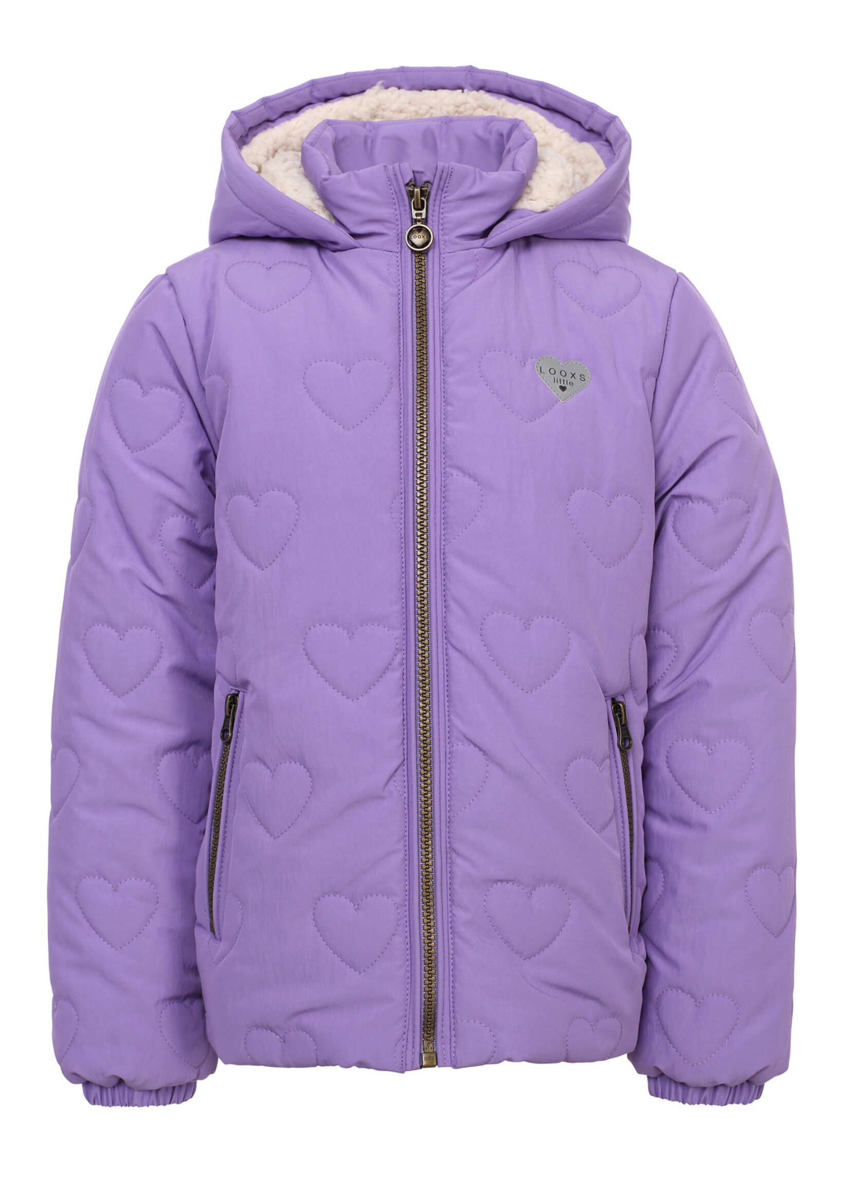 LOOXS Little Little quilted hearts outerwear jack,BRIGHT LILAC