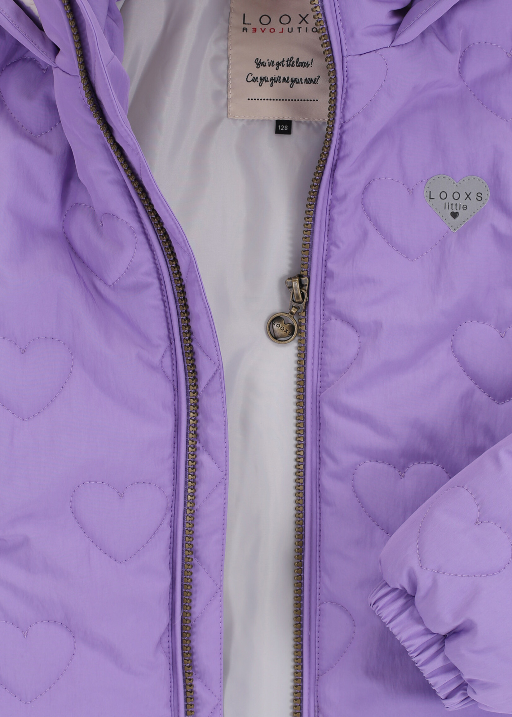 LOOXS Little Little quilted hearts outerwear jack,BRIGHT LILAC
