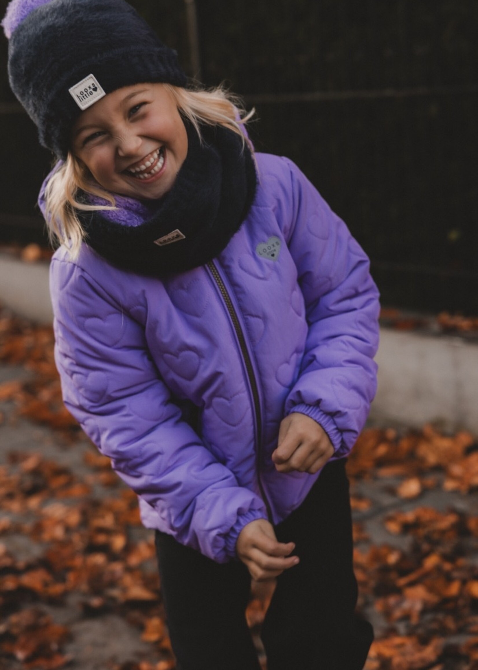 LOOXS Little Little quilted hearts outerwear jack,BRIGHT LILAC