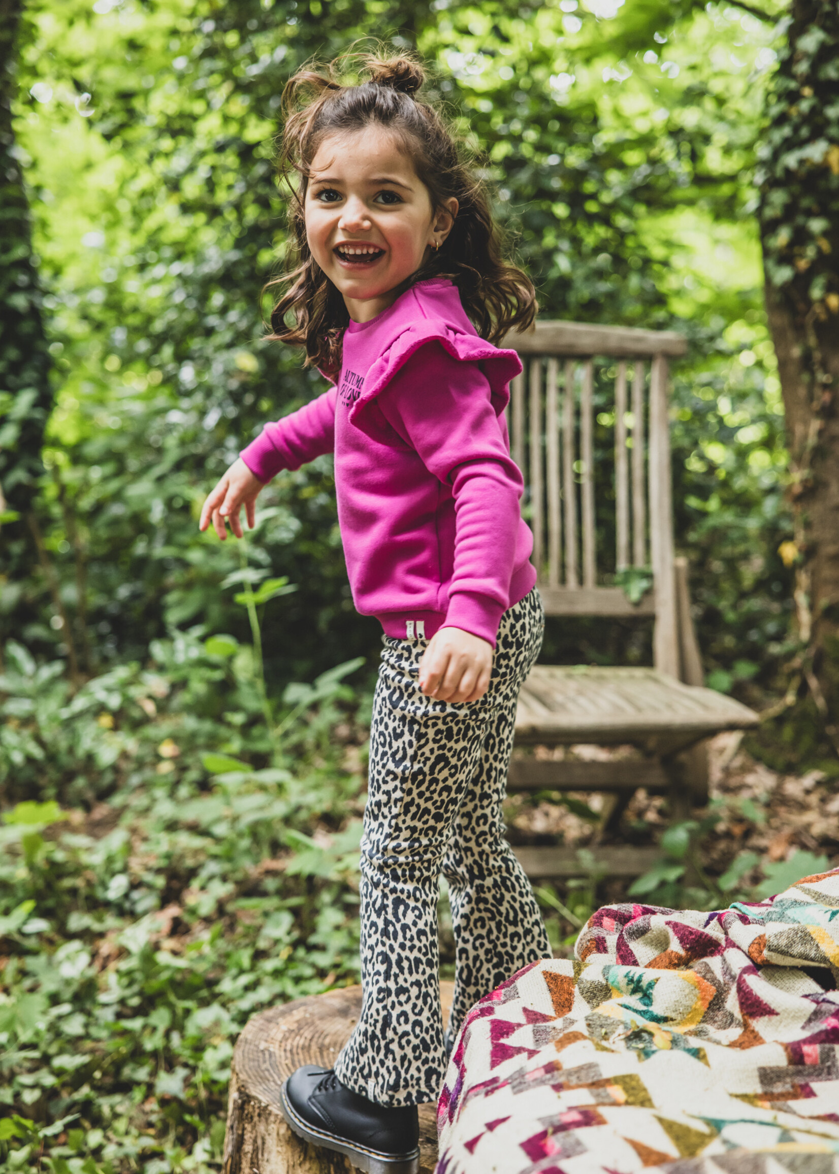 LOOXS Little Little sweater with ruffles,magenta pink
