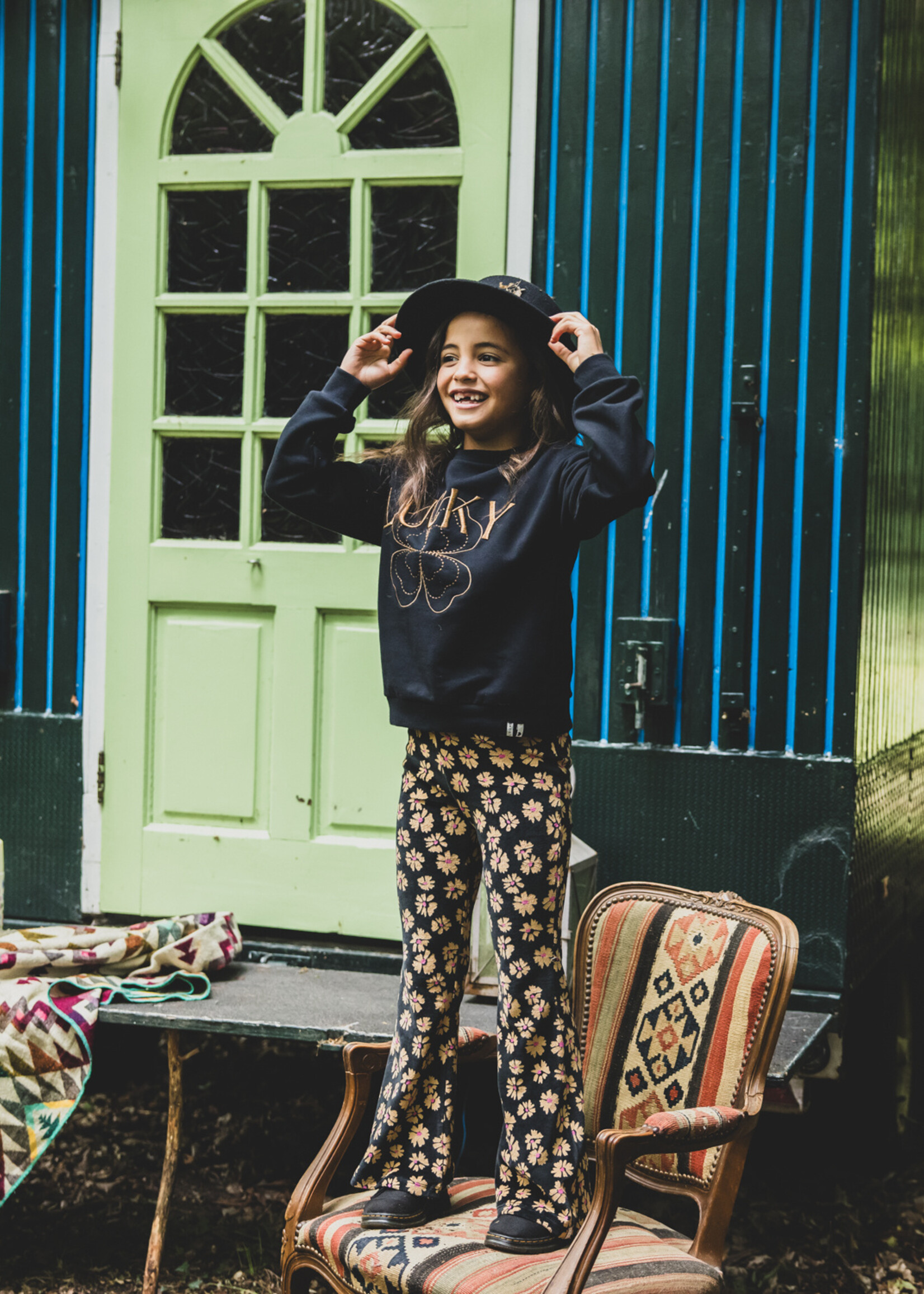 LOOXS Little Little velvet flaire pants,soft winterflower