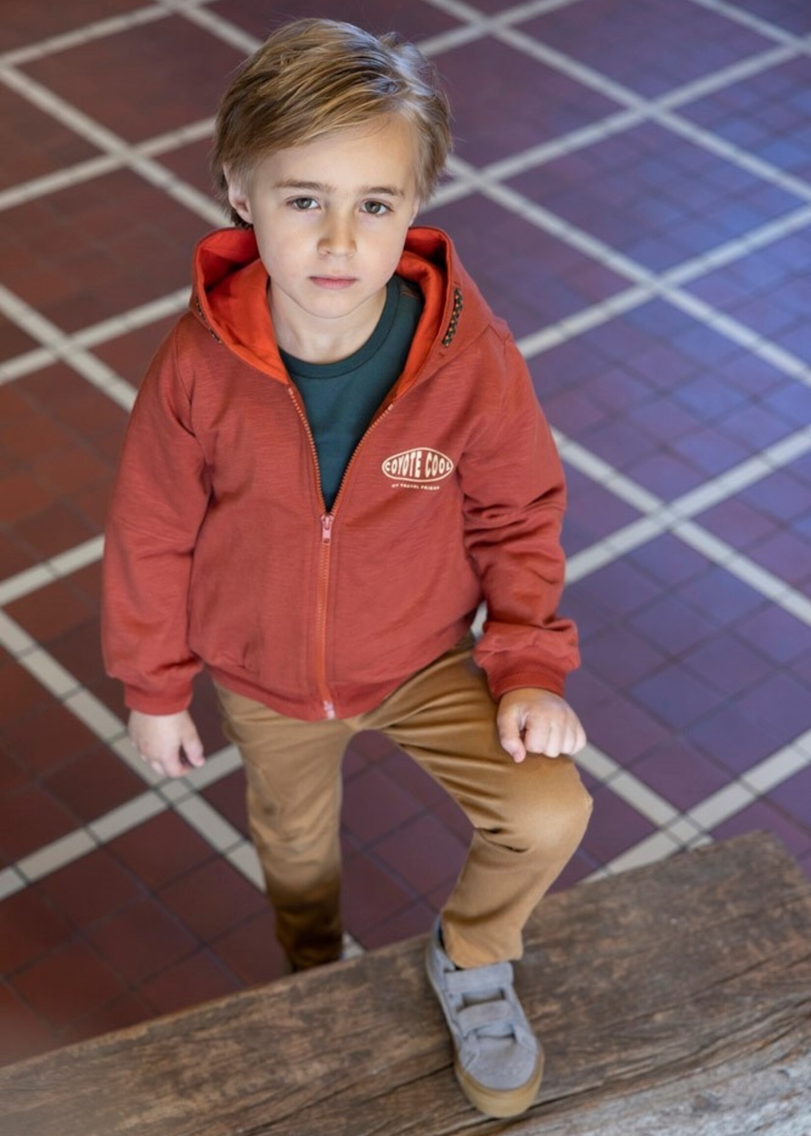 Sturdy Sweatvest met capuchon - Chasing Trails, Roest