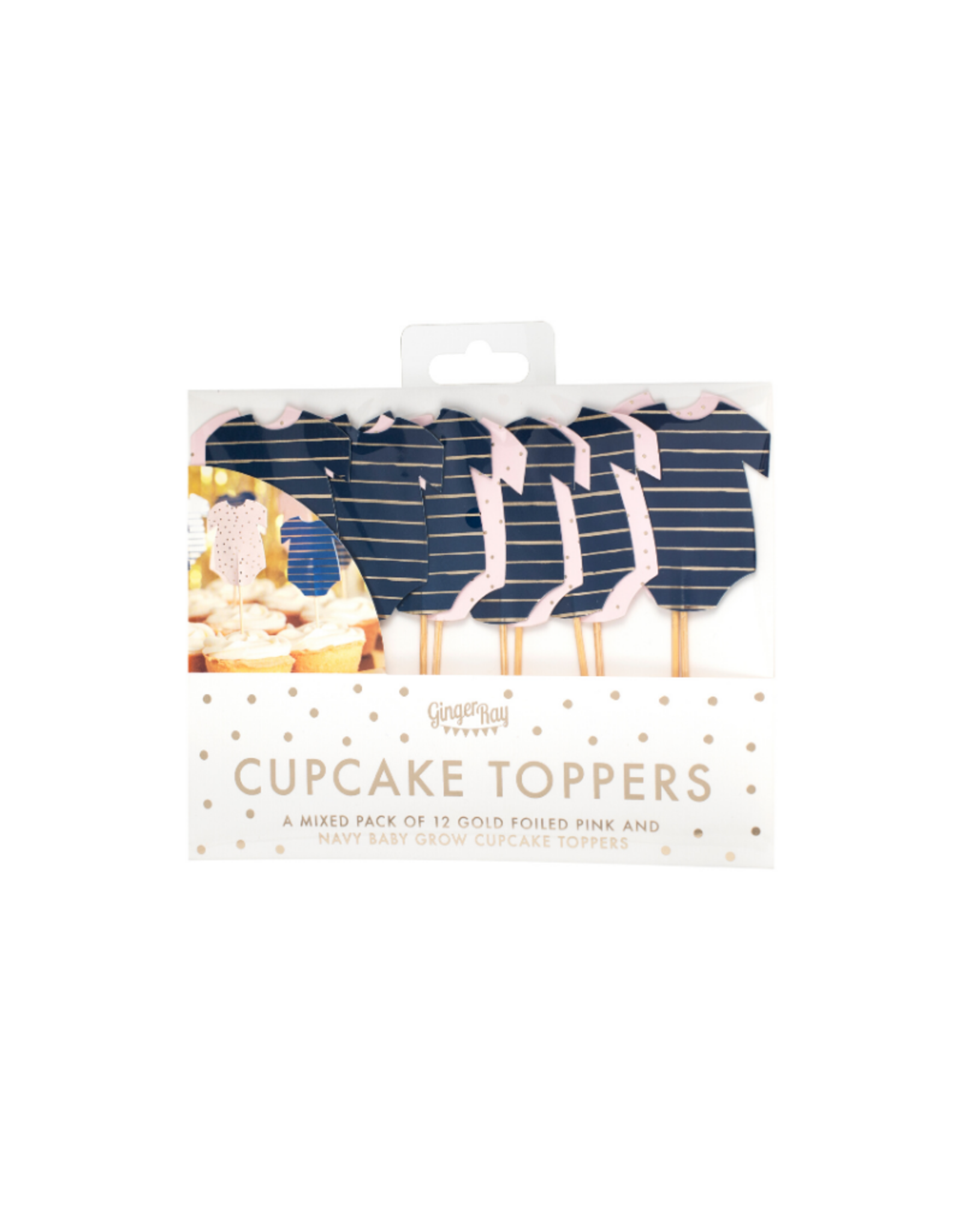 Ginger Ray Cupcake Prikkers Romper Navy & Pink