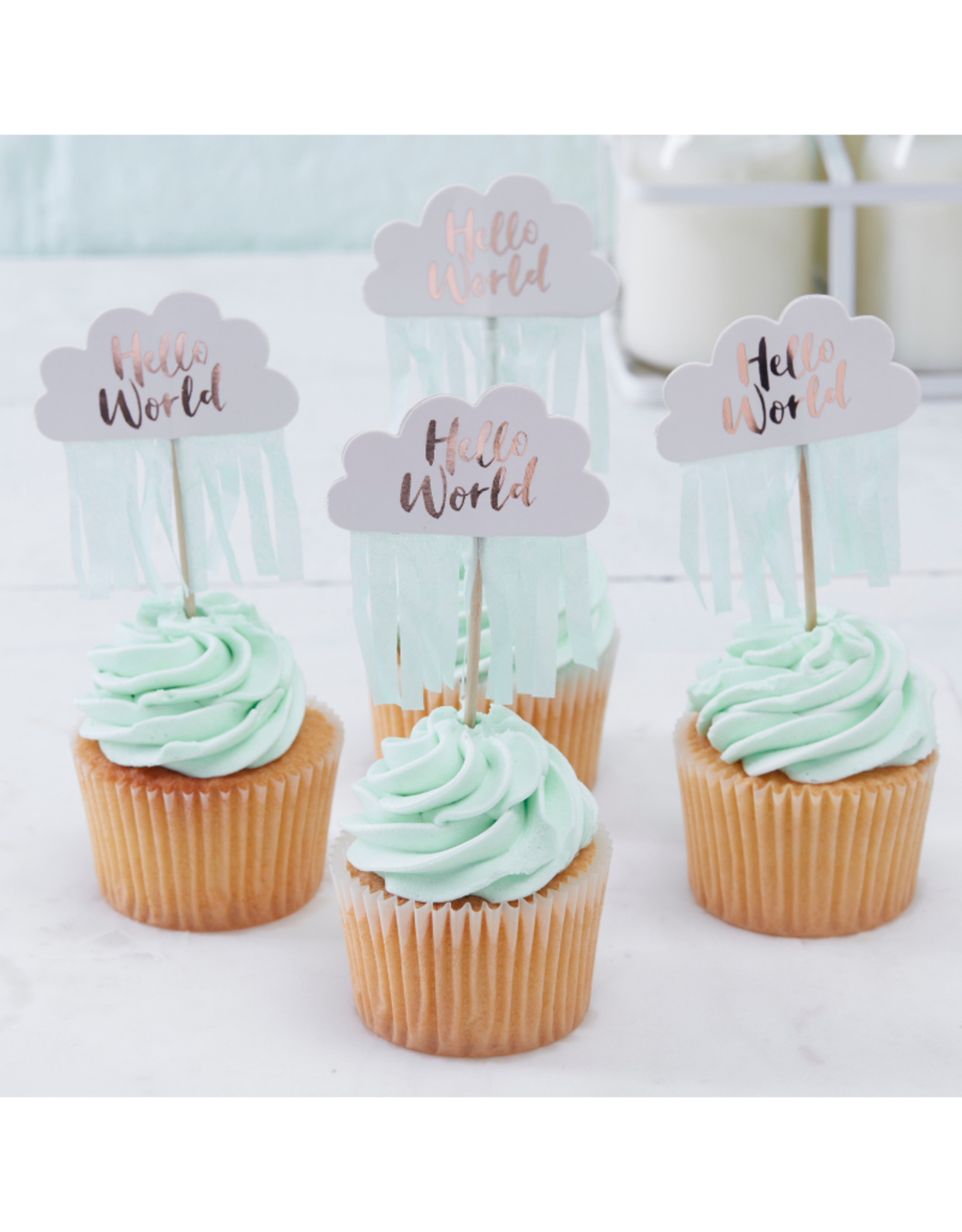 Ginger Ray Hello World Cupcake Toppers