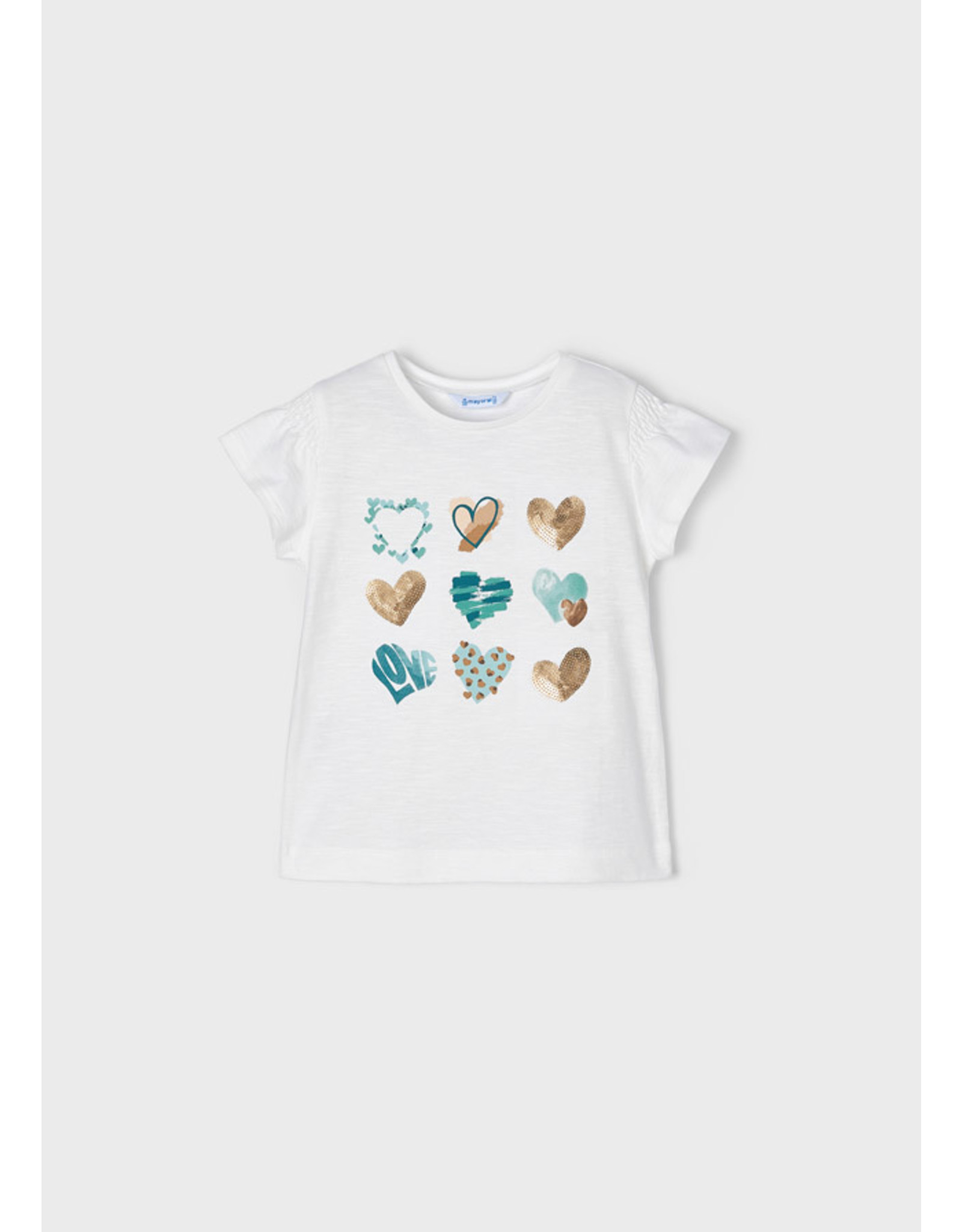 Mayoral S/s "hearts" shirts Natural 3031-36