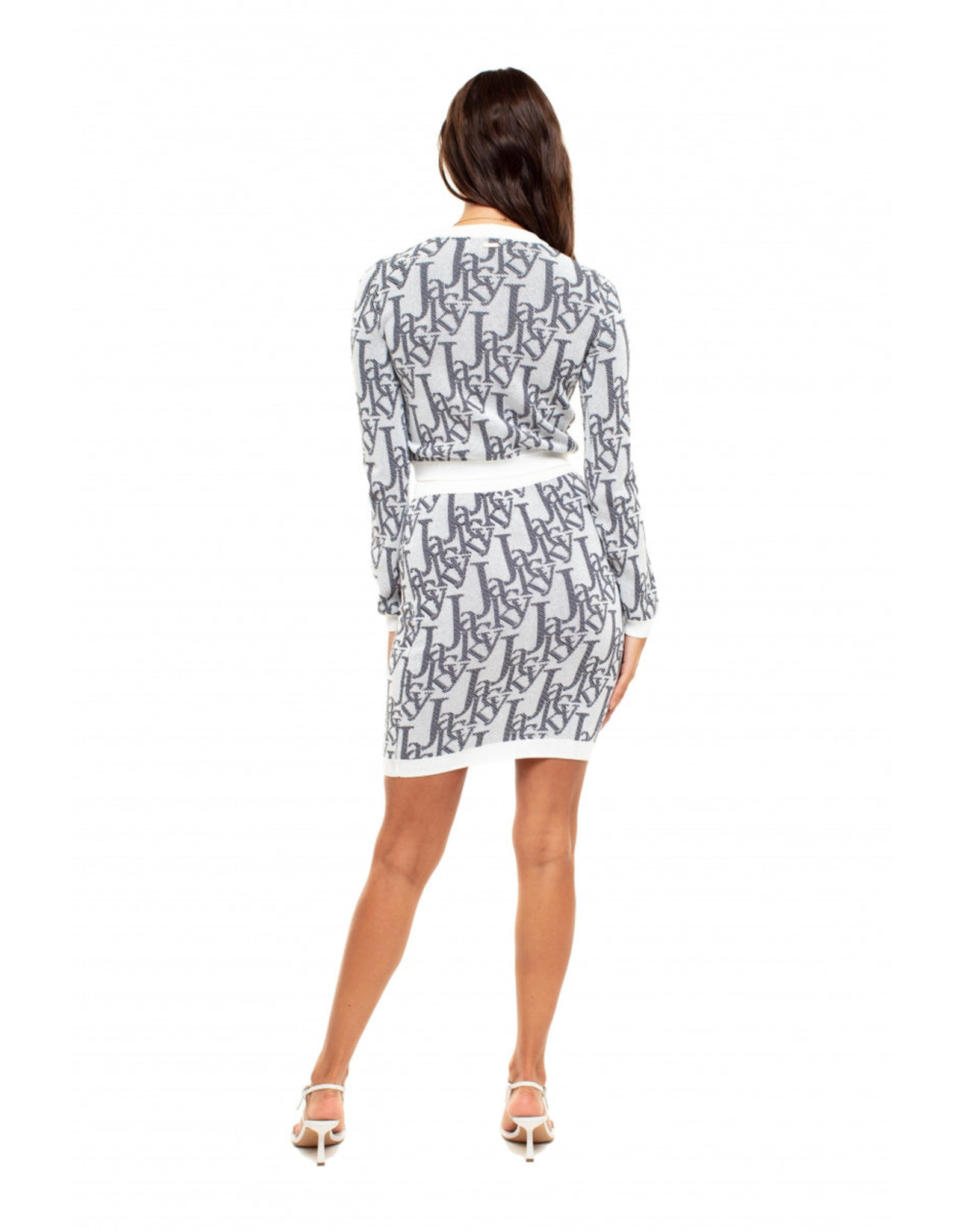 Jacky Luxury Logo Knit Skirt Off White JL220119