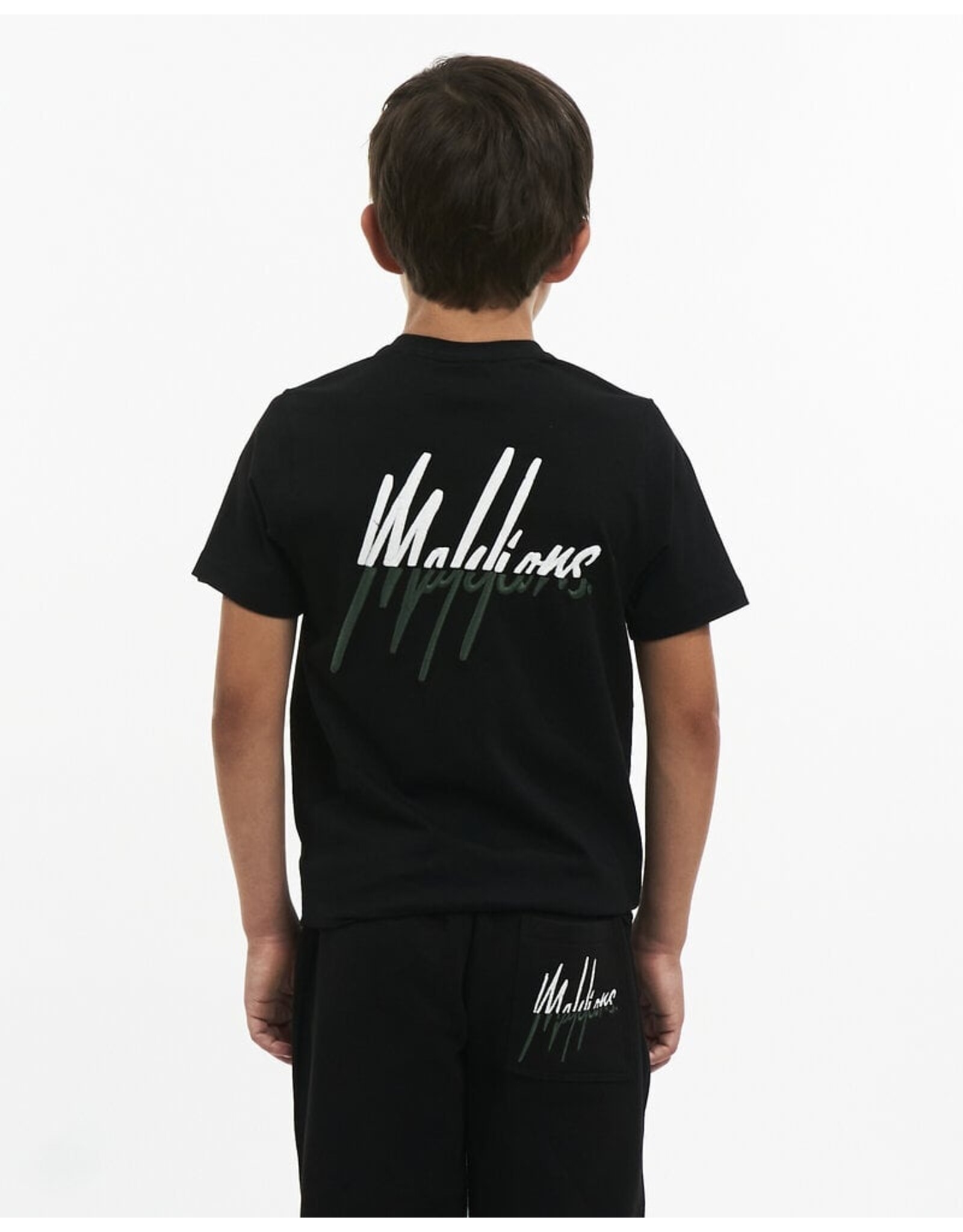 Malelions Junior Split Essentials T-Shirt Black/Dark Green
