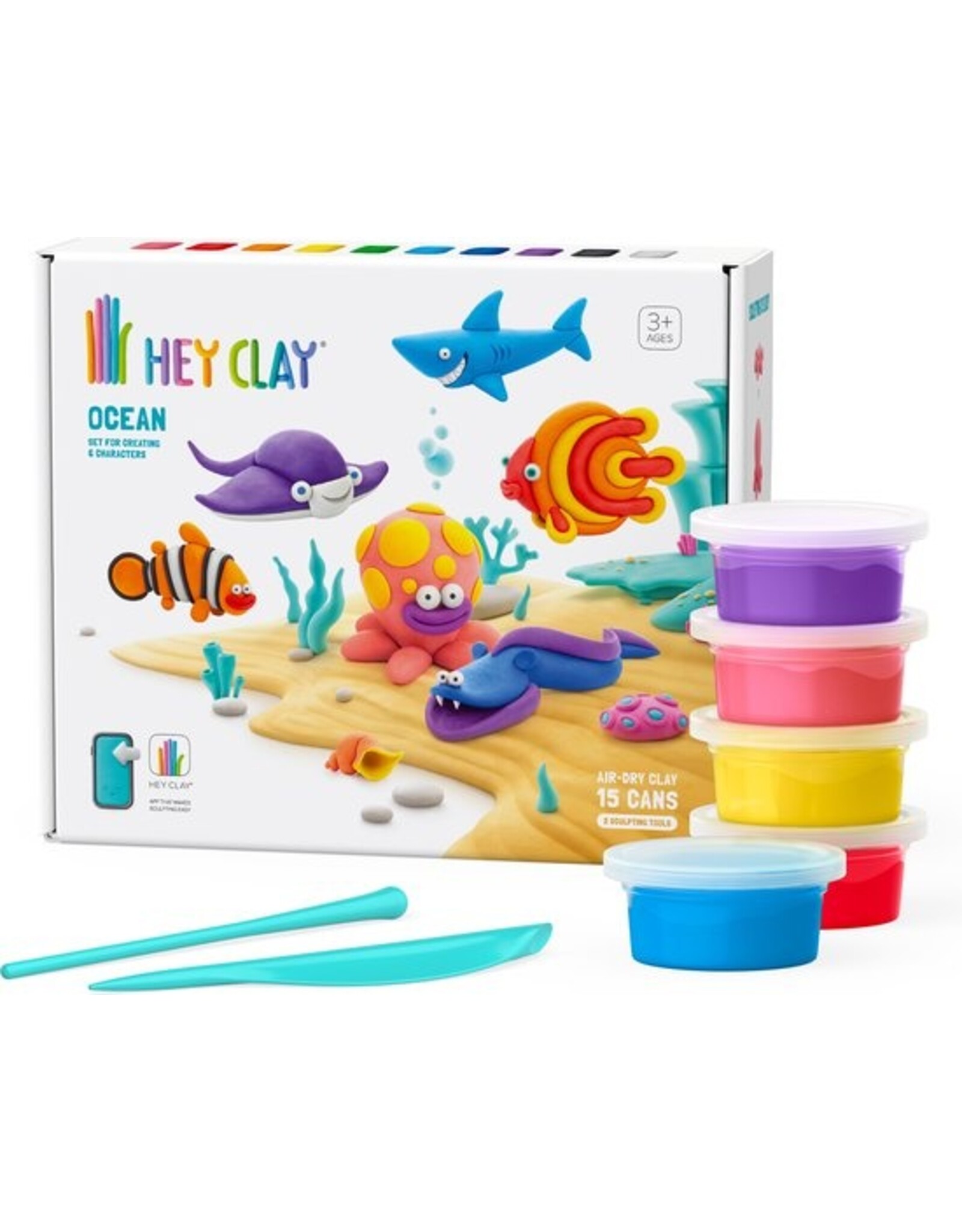 HEY CLAY Ocean - 15 Cans Air Dry Clay - Boetseerklei