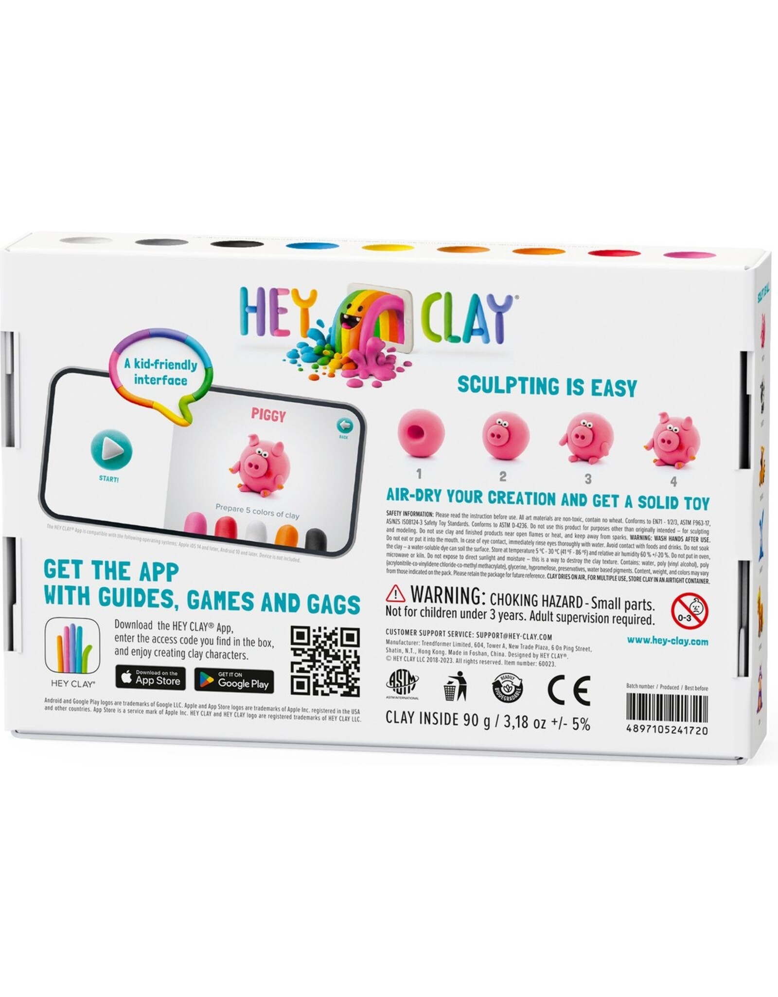 HEY CLAY Animals - Piggy Horse Rabbit - 6 cans