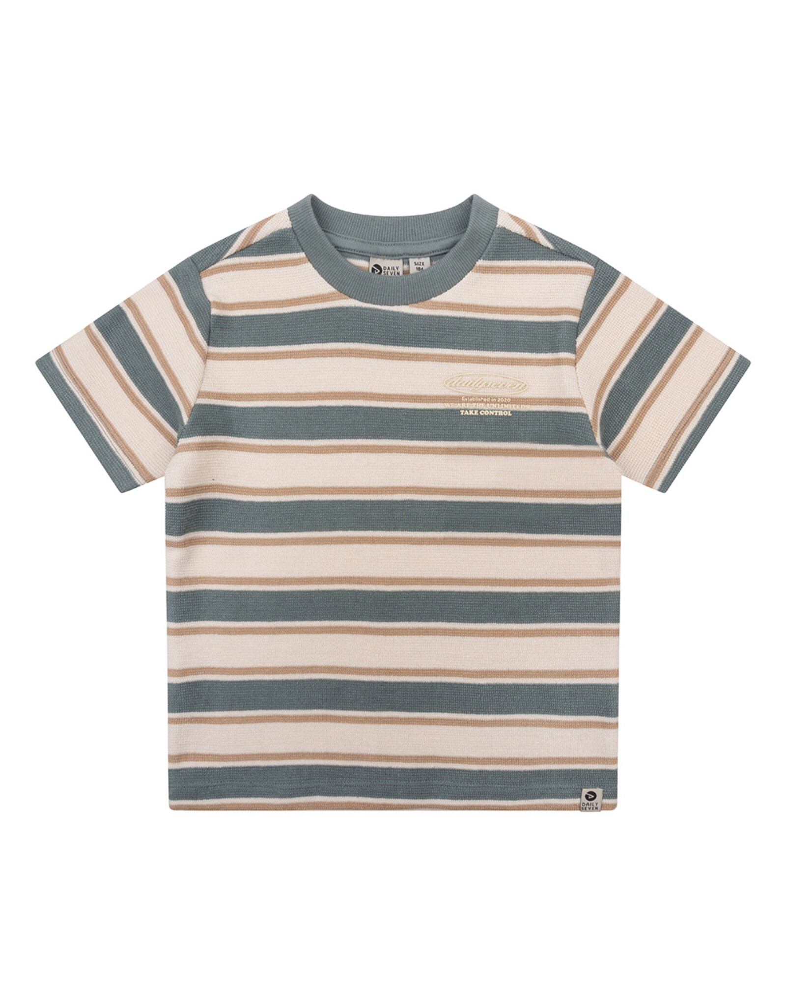 Daily7 Organic T-Shirt Retro Stripe Stone Green-621