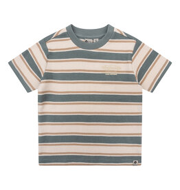 Daily7 Organic T-Shirt Retro Stripe Stone Green-621