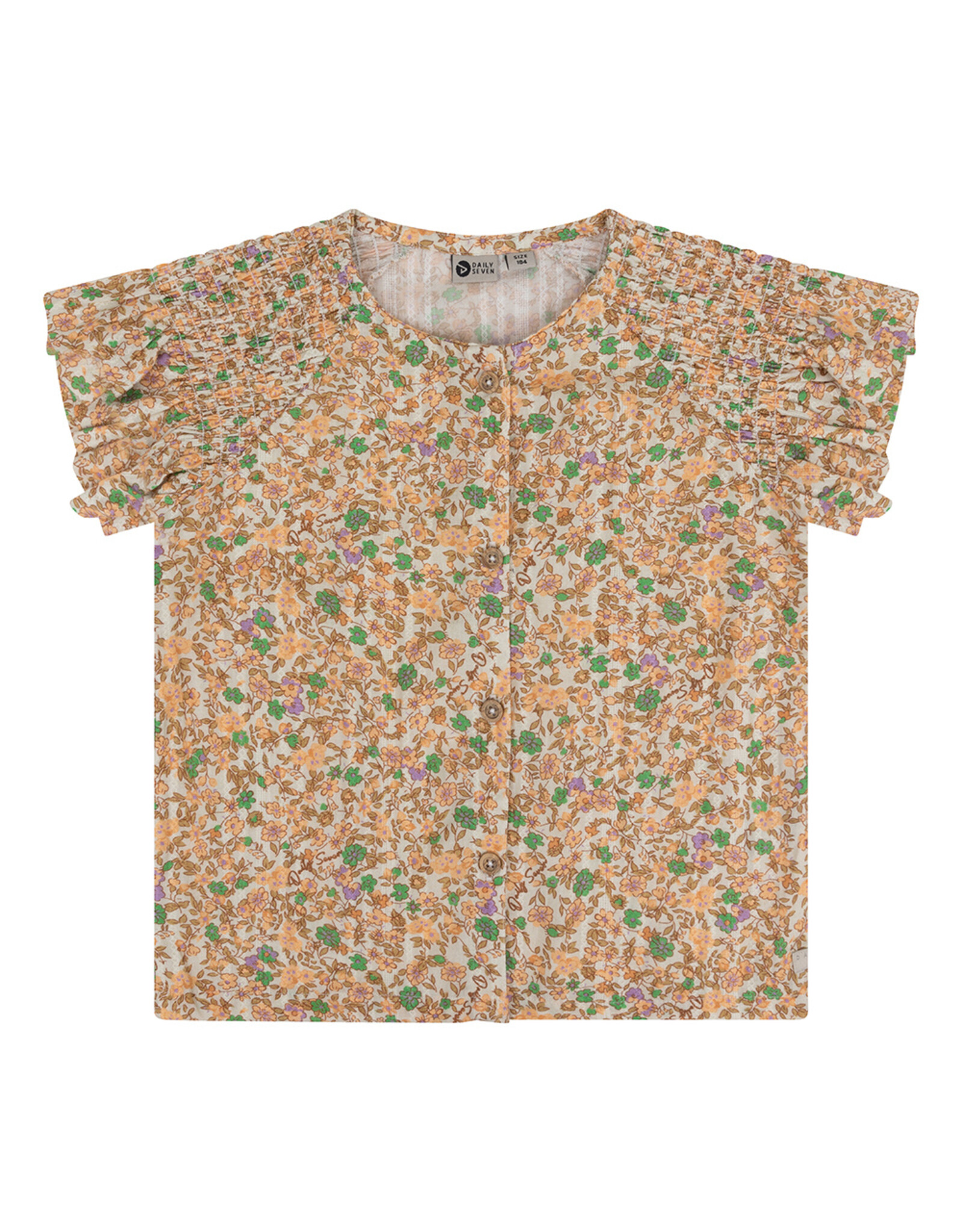 Daily7 Shirt Short Sleeve Flower Dusty Salmon-335