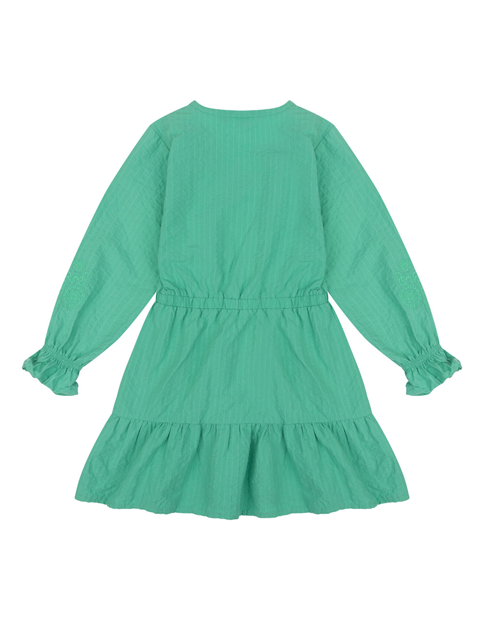 Daily7 Dress Longsleeve Poplin Broderie Green Sea-649