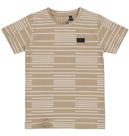 Levv Labels Little Boys Shortsleeve AOP Taupe Stripe MASONLS241