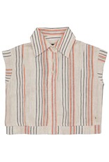 Levv Labels Little Girls Blouse AOP Taupe Stripe MIEPLS241