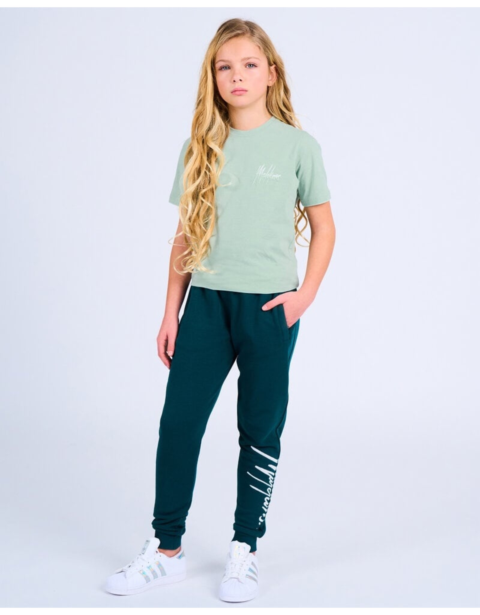 Malelions Malelions Junior Split T-Shirt Aqua Grey/Mint MJ1-SS24-07